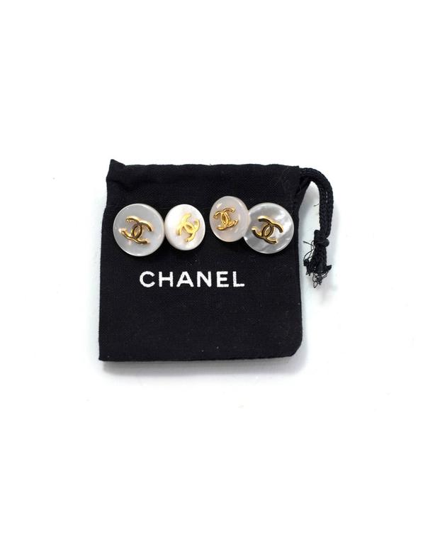 Chanel Mother of Pearl CC Unisex Cufflinks For Sale at 1stDibs chanel