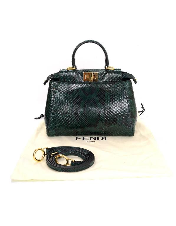 Fendi Green Python Mini PeekaBoo Crossbody Bag rt. 5,950 For Sale at