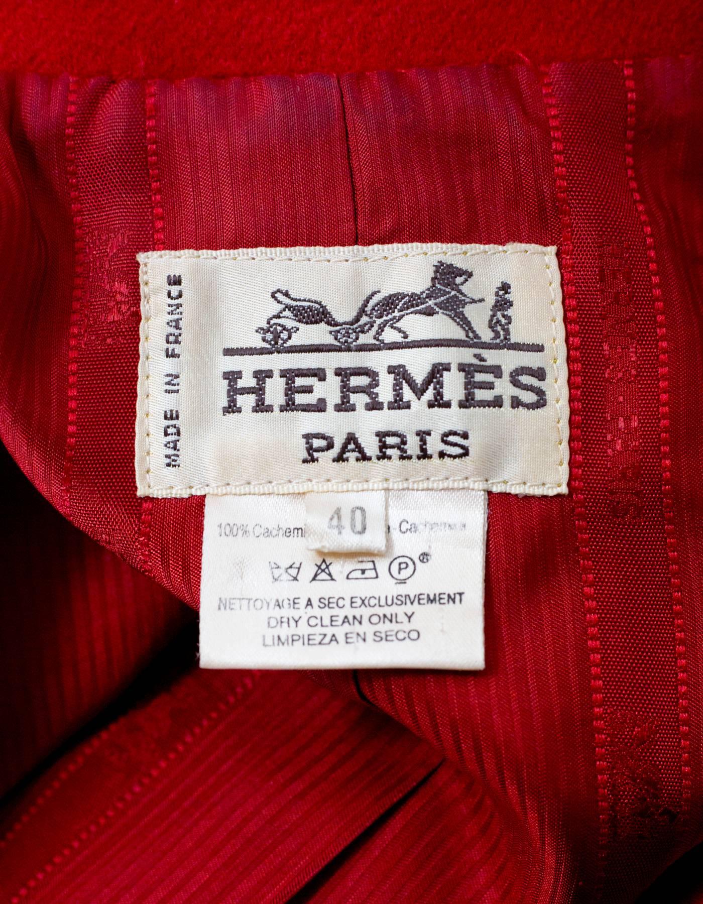 Hermes Red Cashmere Riding Jacket sz FR40 In Excellent Condition In New York, NY