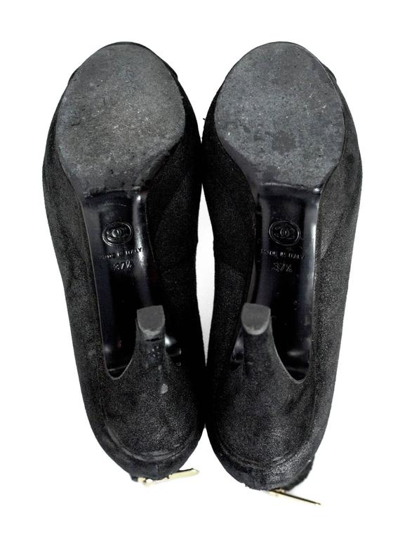 Chanel Black and Grey Iridescent Booties Sz 37.5 For Sale at 1stDibs