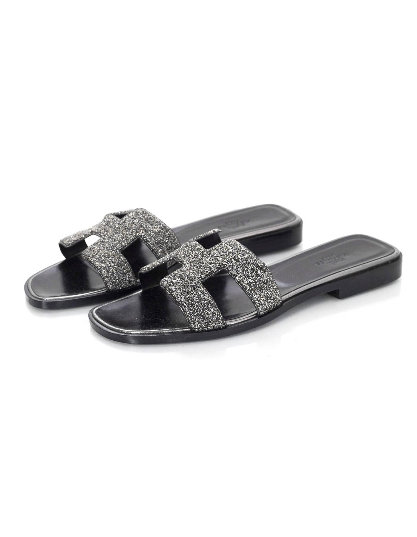 Grey Crystal Powder Oran H Sandals Sz 