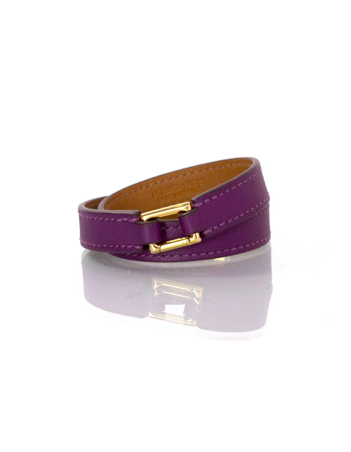 Hermes Purple Rivale Double Tour Bracelet Sz S In Excellent Condition In New York, NY
