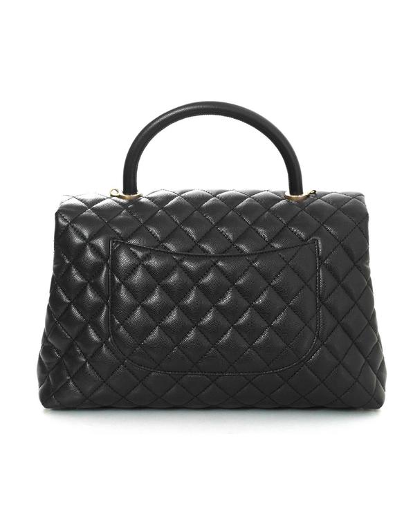 Chanel Black Quilted Caviar Medium Coco Top Handle Gold Hardware, 2017 (Very Good), Womens Handbag