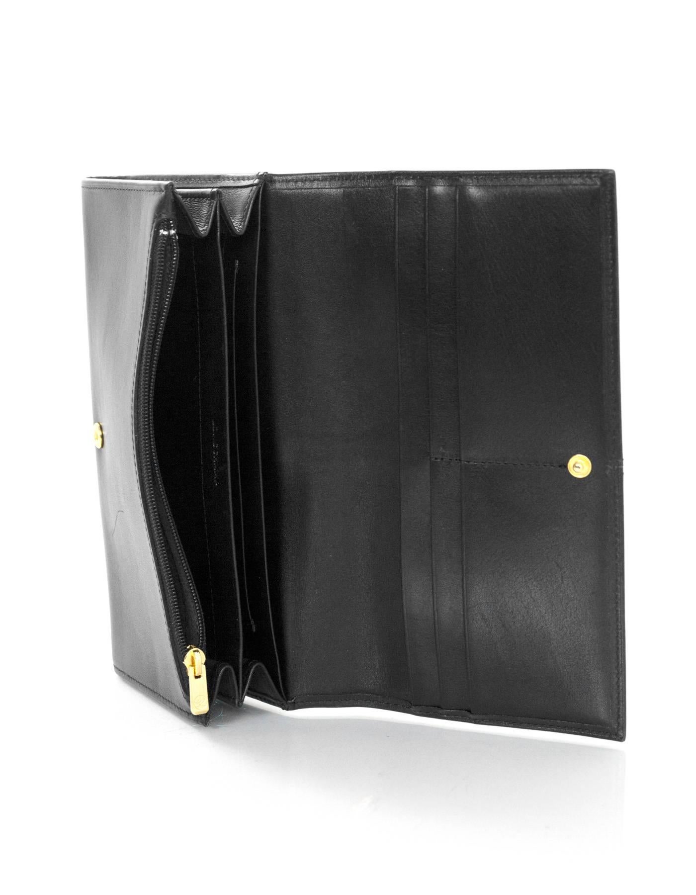Longchamp Black Leather Long Wallet 1