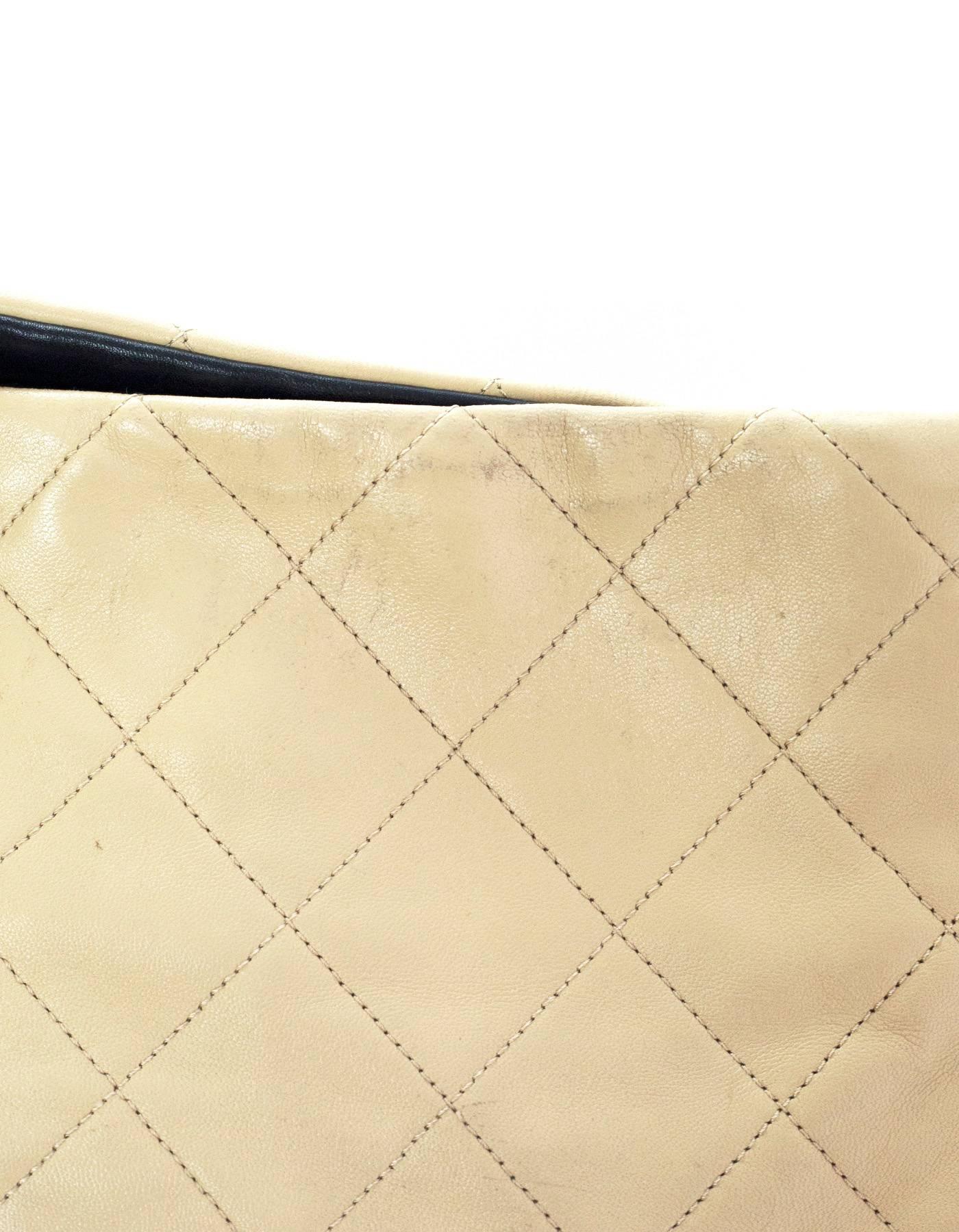 Women's Chanel Beige & Black Quilted Leather Tote Bag