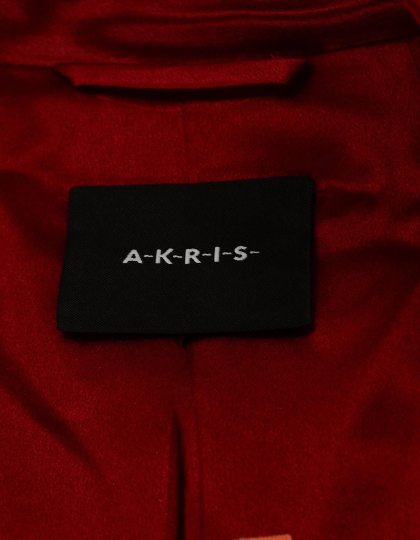 Akris Red Satin Blazer Jacket sz US8 In Excellent Condition In New York, NY