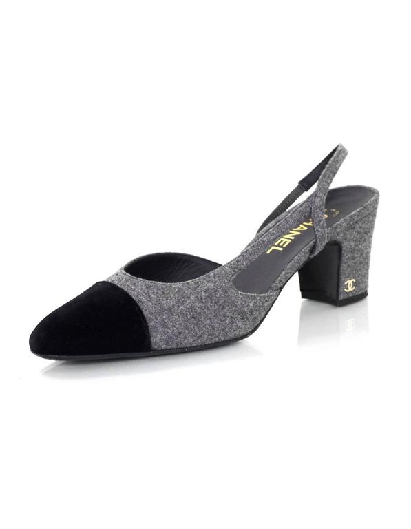 chanel grey slingback