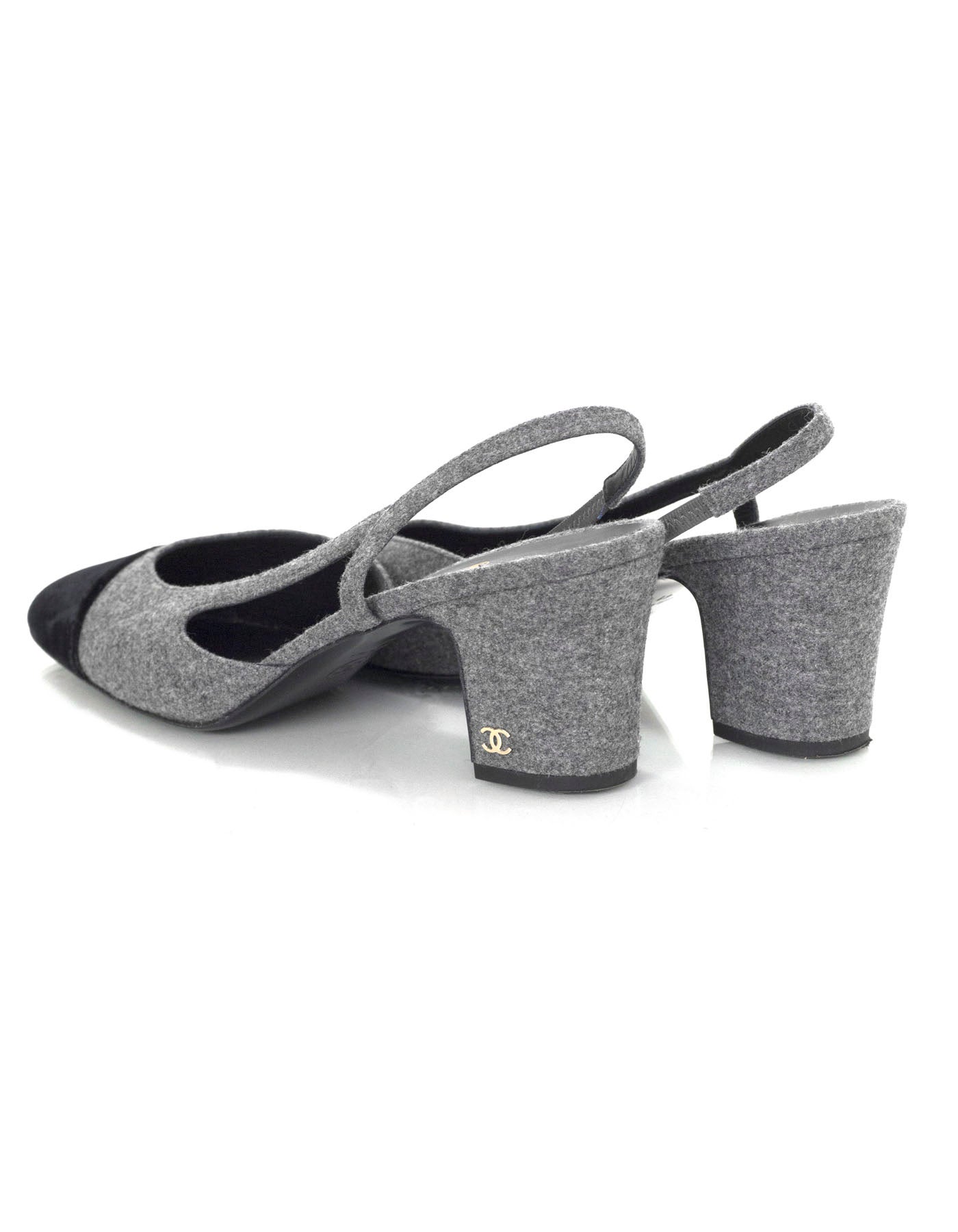 chanel grey slingback