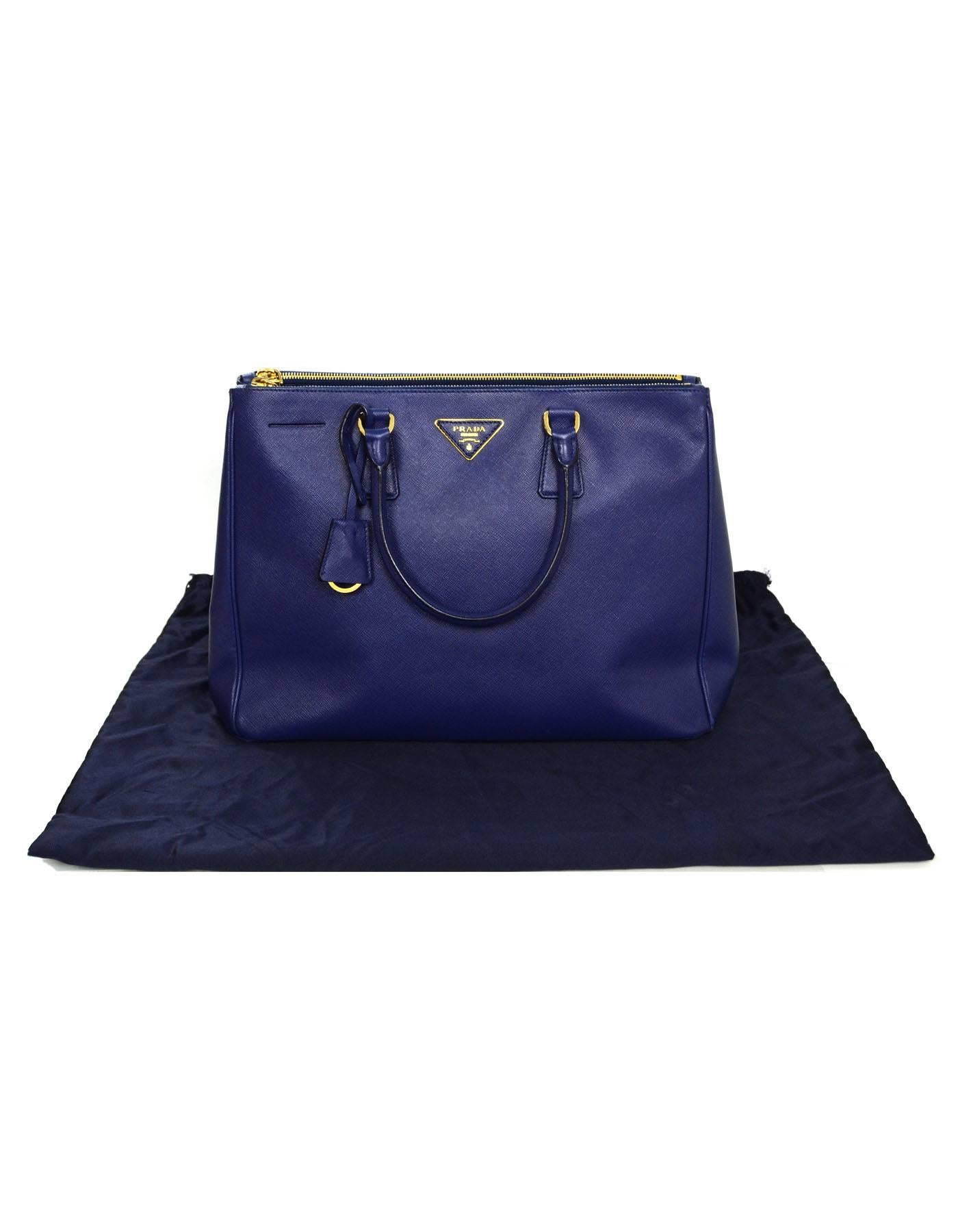 Prada Blue Saffiano Lux Double Zip Tote Bag with GHW 6