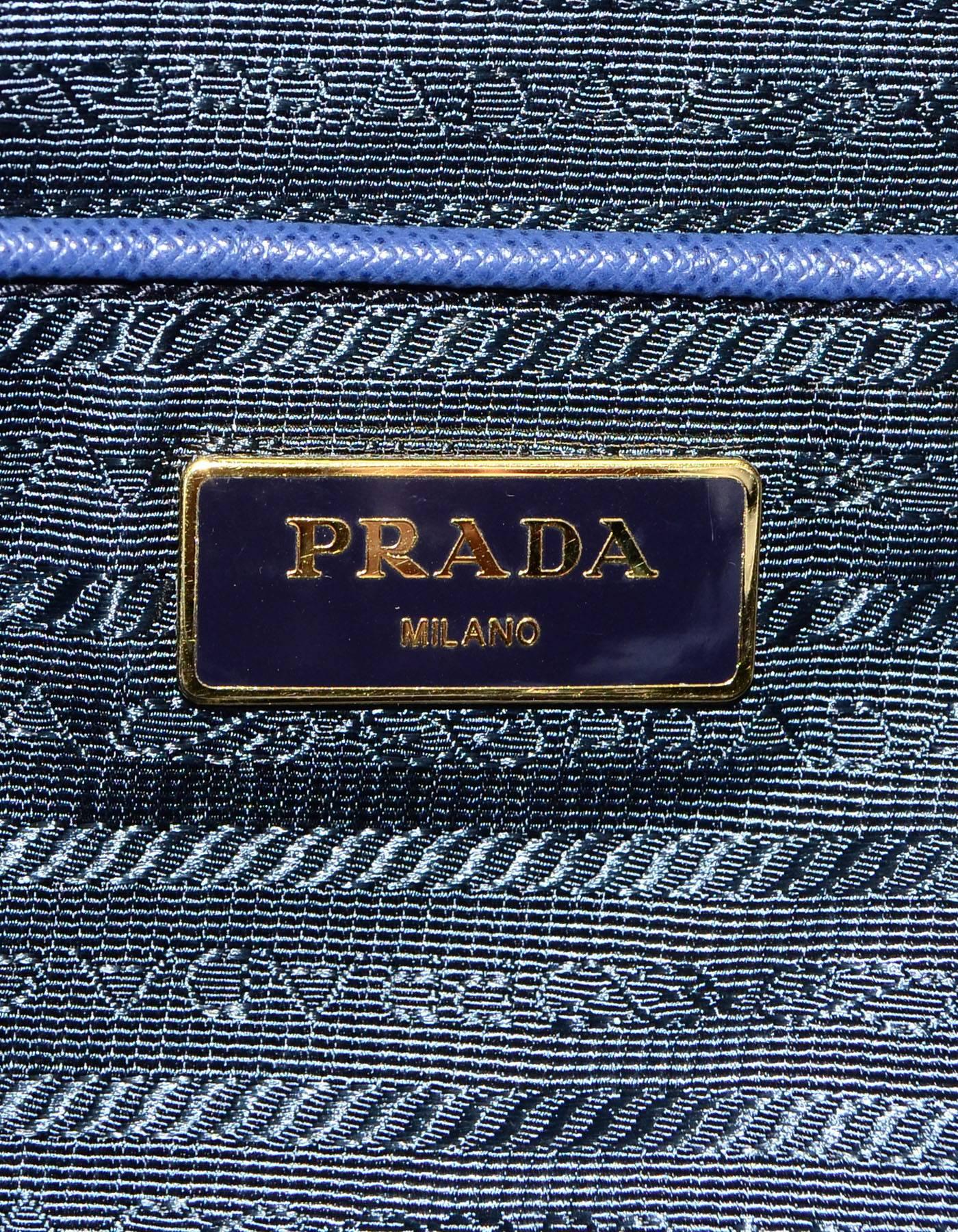Prada Blue Saffiano Lux Double Zip Tote Bag with GHW 4