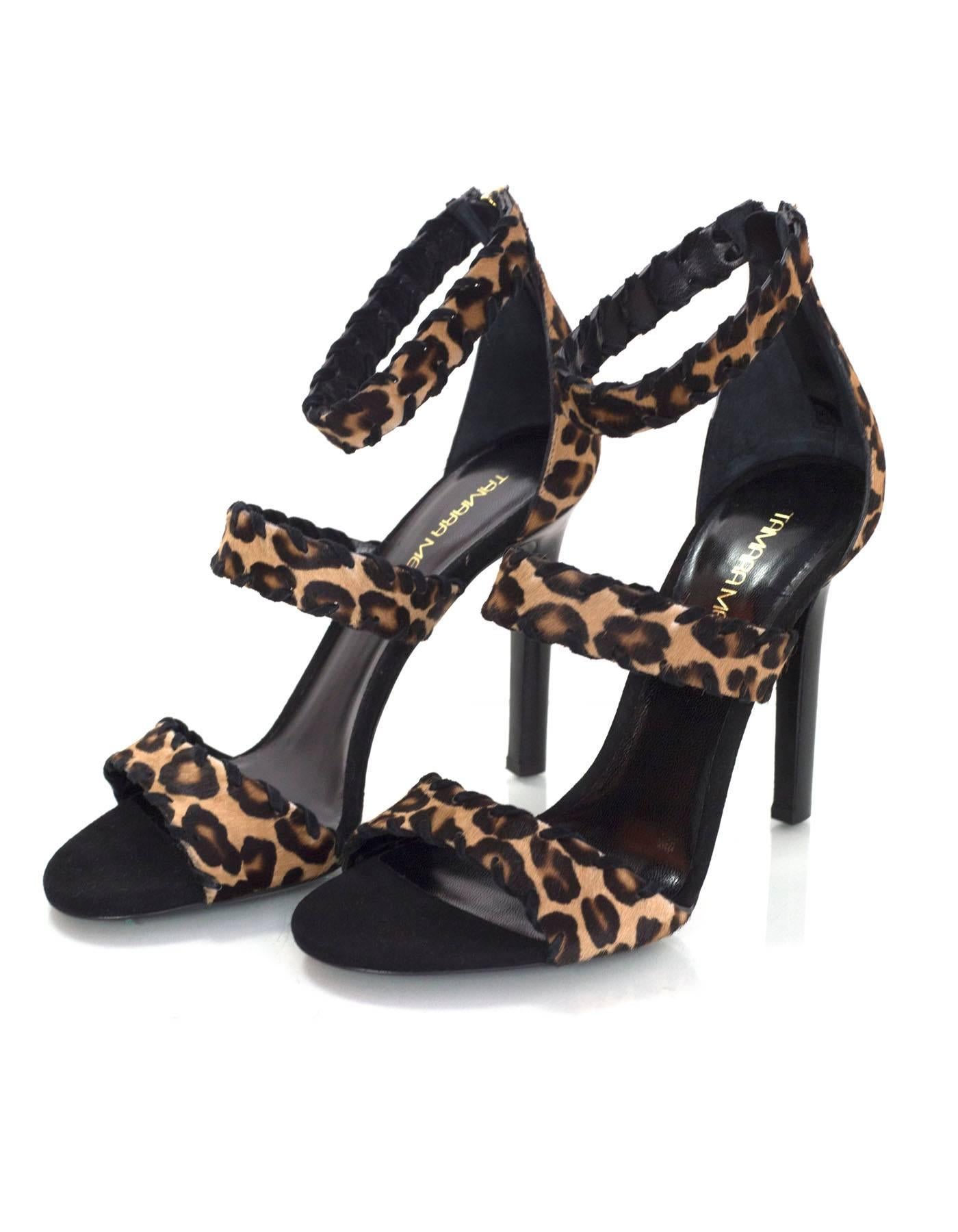 Black Tamara Mellon NEW Leopard Print Calfskin Sundance Strappy Sandals sz 37