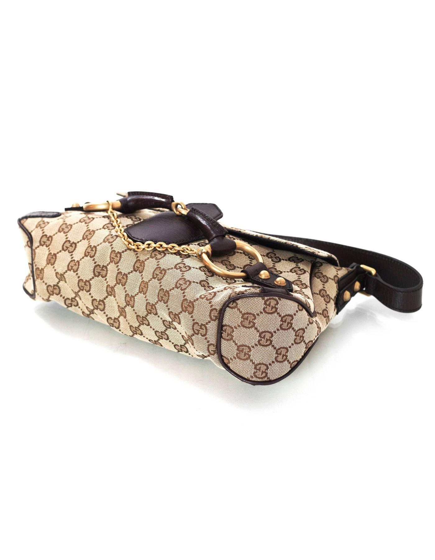 Women's Gucci Brown Monogram Horsebit Flap Bag