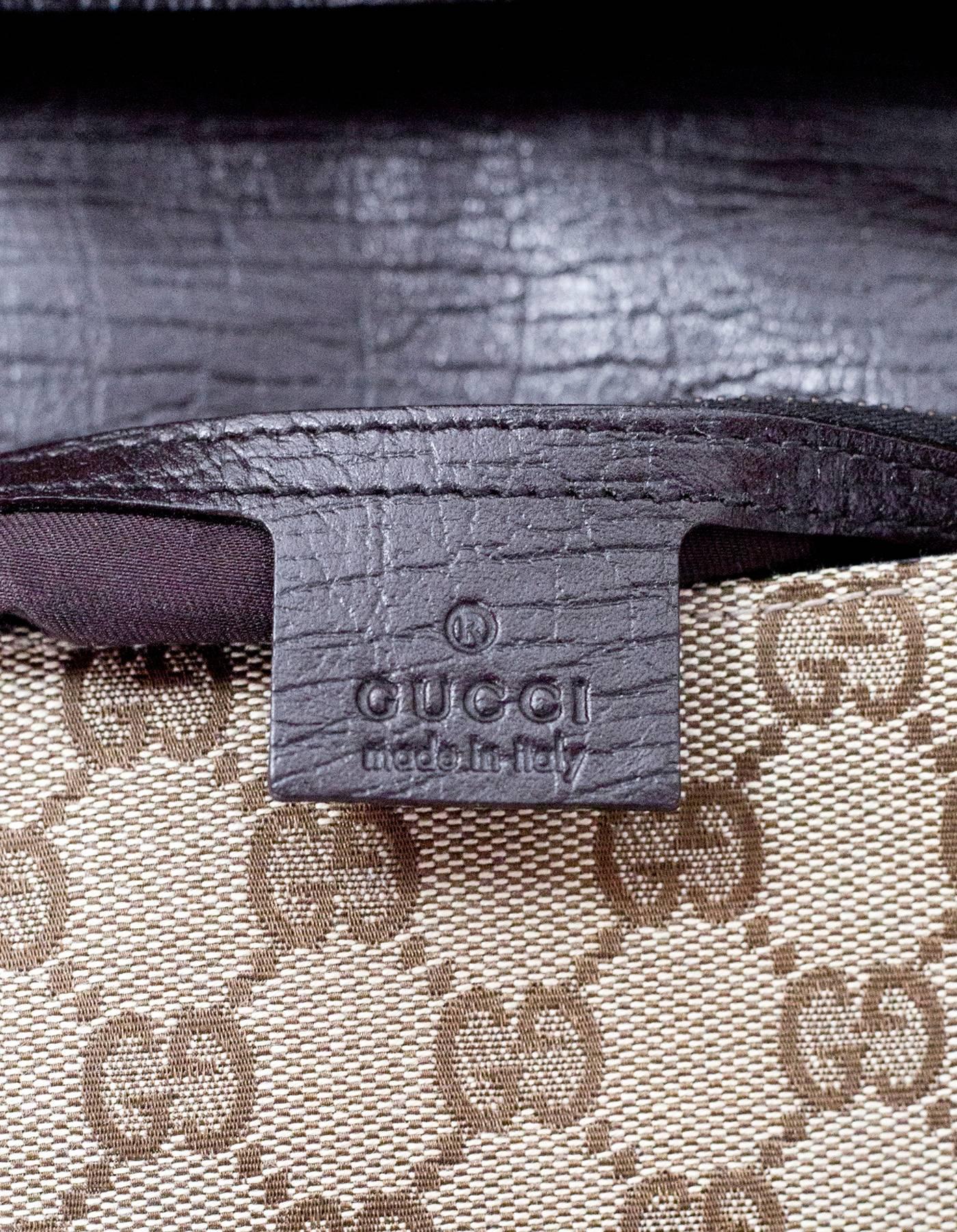Gucci Brown Monogram Horsebit Flap Bag 3