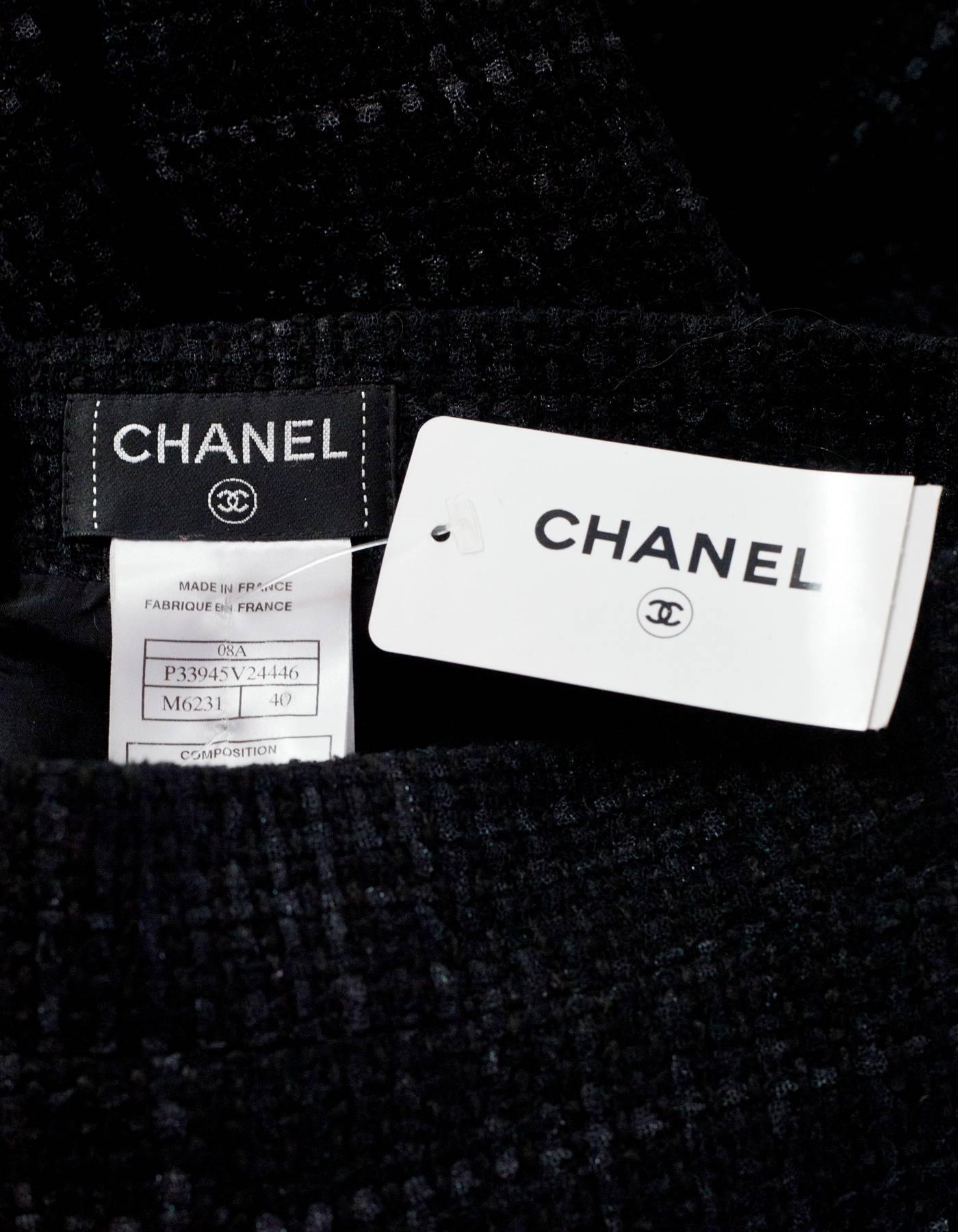 Black Chanel NEW Blue & Navy Tweed Maxi Skirt sz FR40