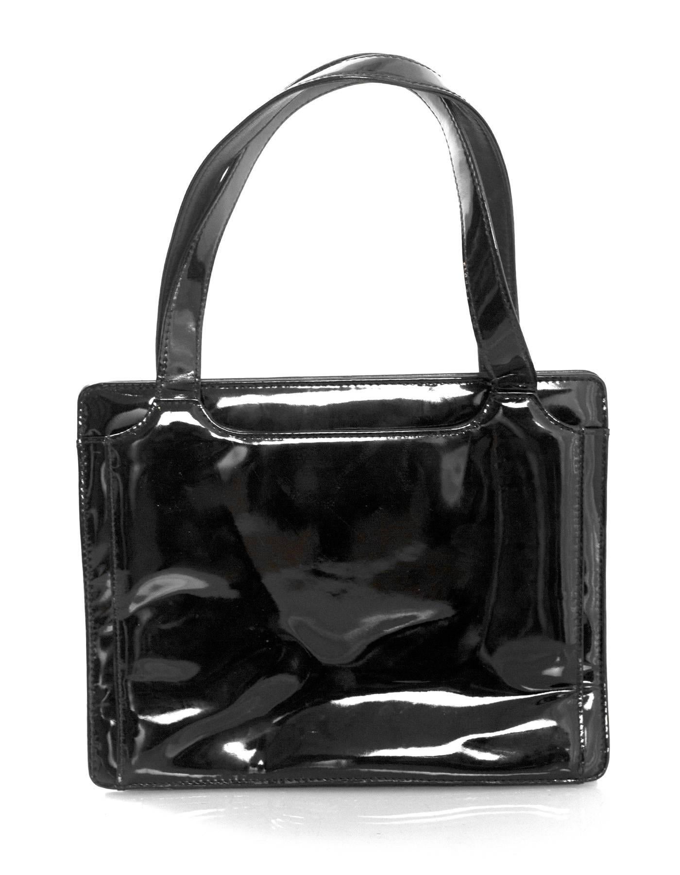 Chanel '90s Vintage Black Patent Leather 2.55 Bag GHW In Good Condition In New York, NY