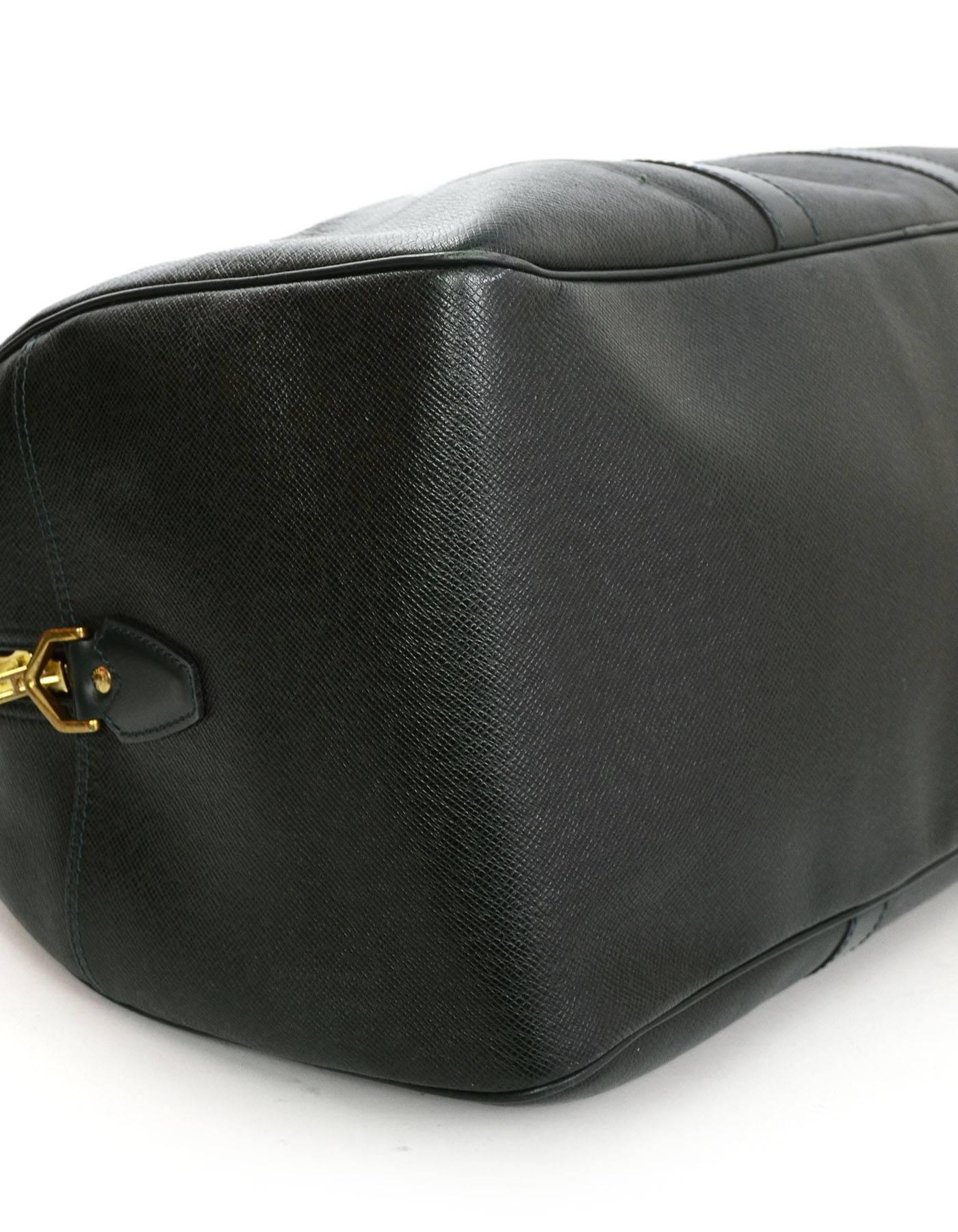 Black Louis Vuitton Green Taiga Leather Large Bowler Duffle Weekender Bag
