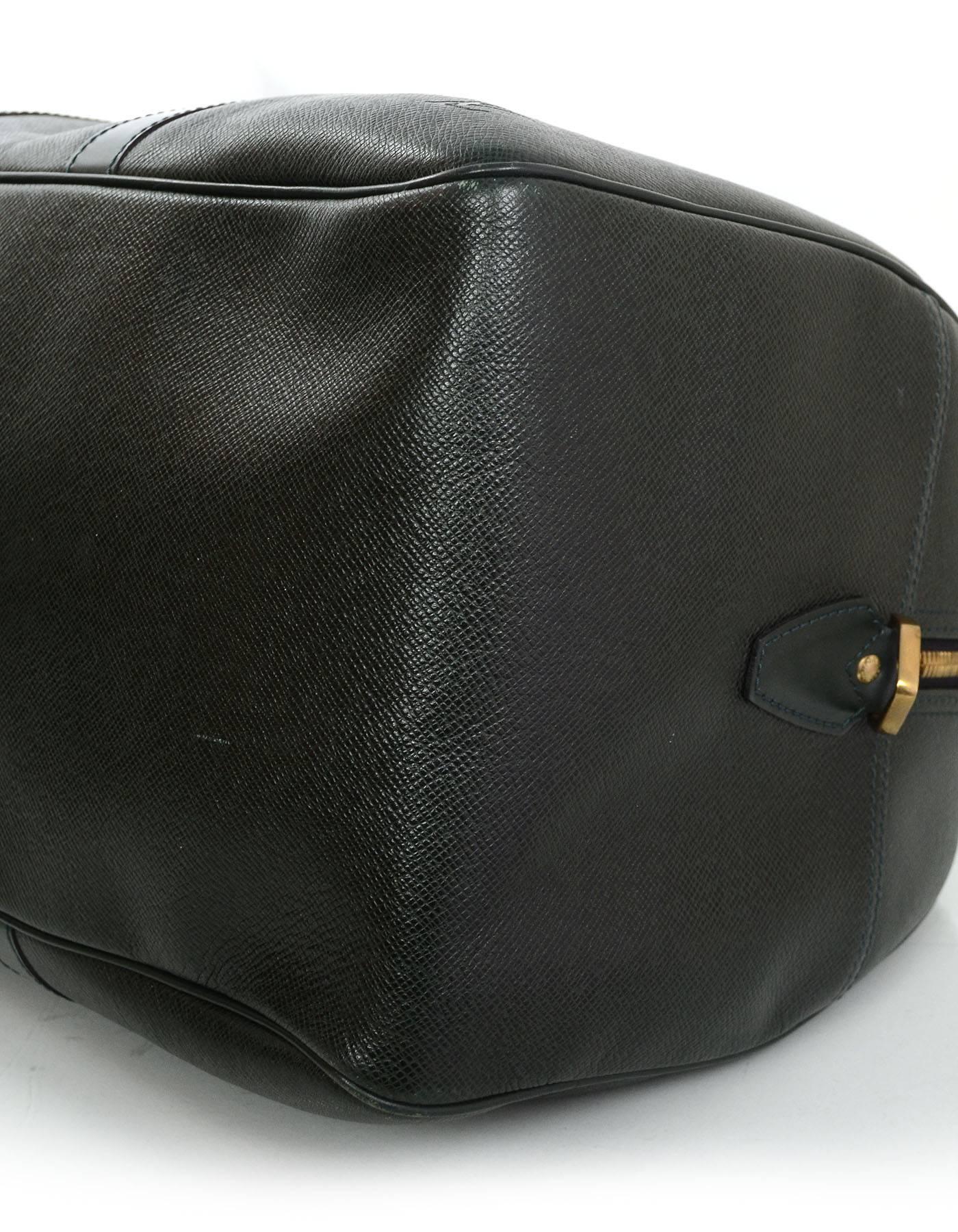 Louis Vuitton Green Taiga Leather Large Bowler Duffle Weekender Bag In Good Condition In New York, NY