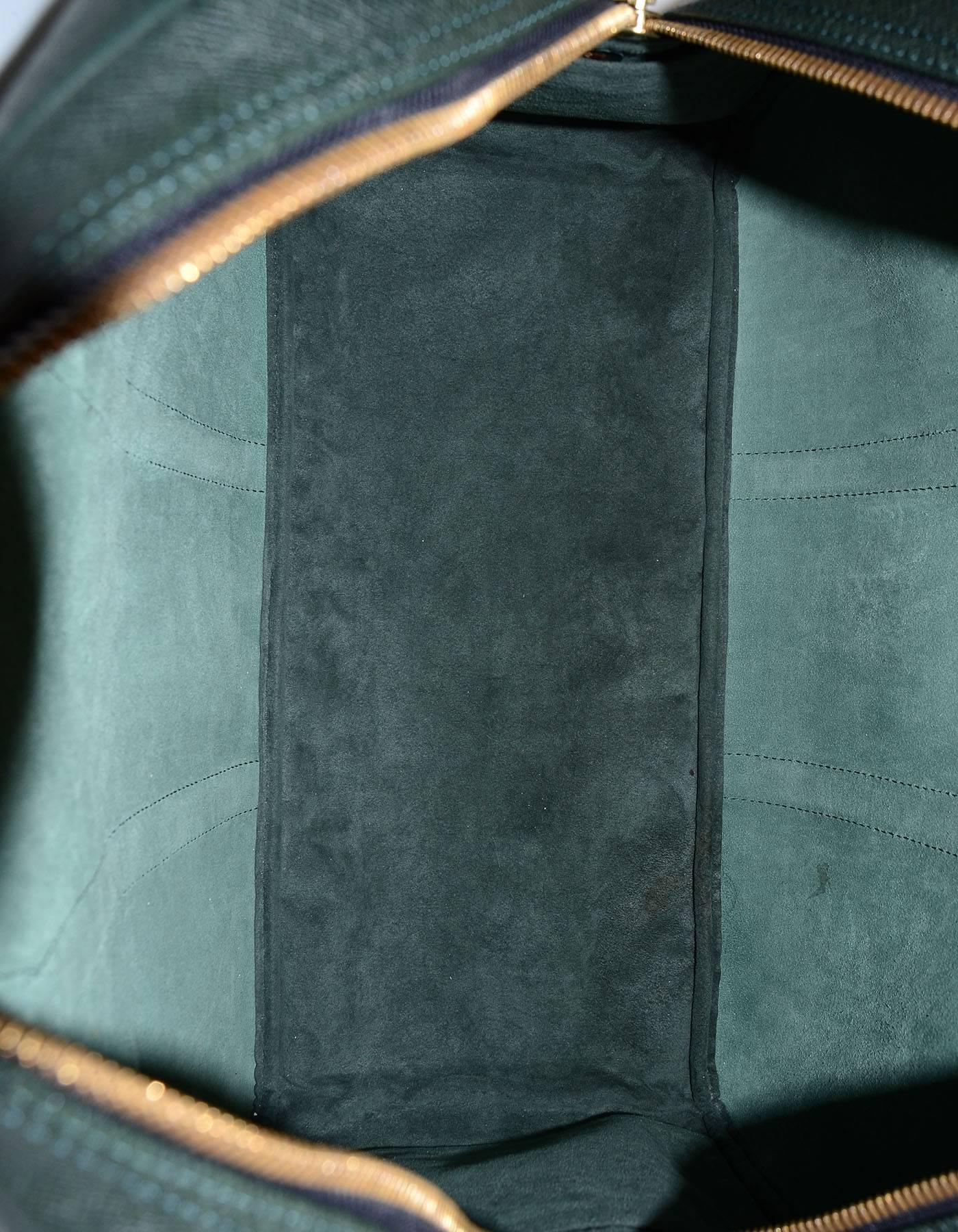 Women's or Men's Louis Vuitton Green Taiga Leather Large Bowler Duffle Weekender Bag