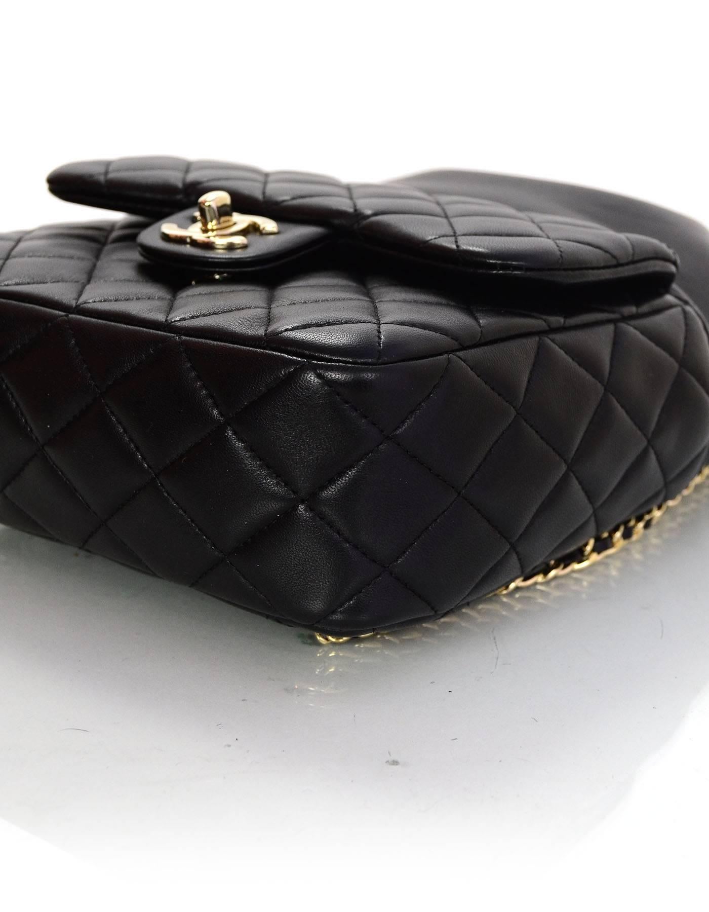 Chanel Black Lambskin Leather Small Paris In Seoul Backpack Bag In Excellent Condition In New York, NY