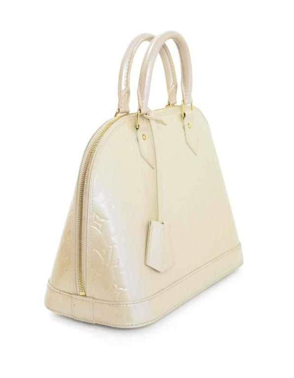 Louis Vuitton Beige Vernis Patent Leather Monogram Alma PM Bag For Sale at 1stdibs