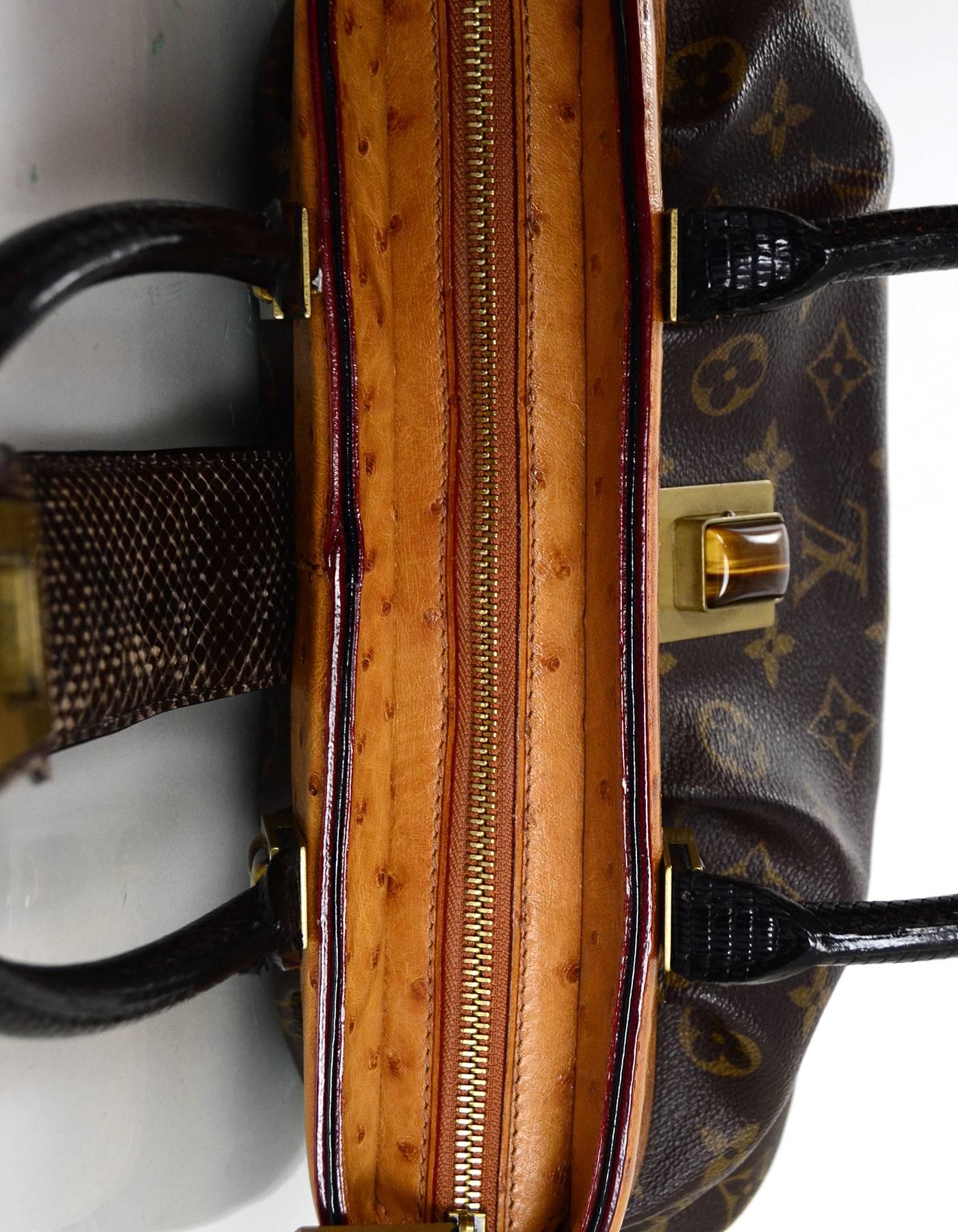 Louis Vuitton Ltd. Ed. Monogram & Ostrich Macha Waltz Bag rt. $3, 700 In Excellent Condition In New York, NY
