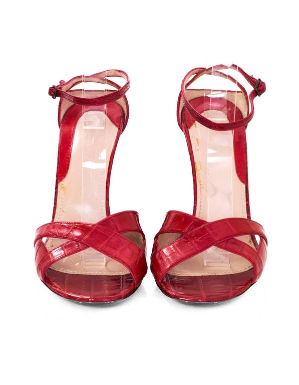 Brioni Red Crocodile Strappy Sandals sz 40 For Sale at 1stDibs