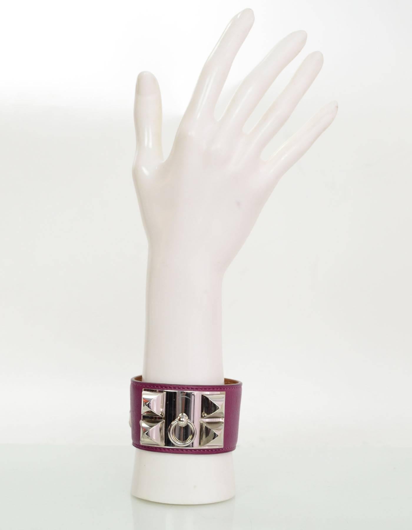 Hermes Tosca Leather Collier de Chien CDC Cuff Bracelet Sz L In Excellent Condition In New York, NY