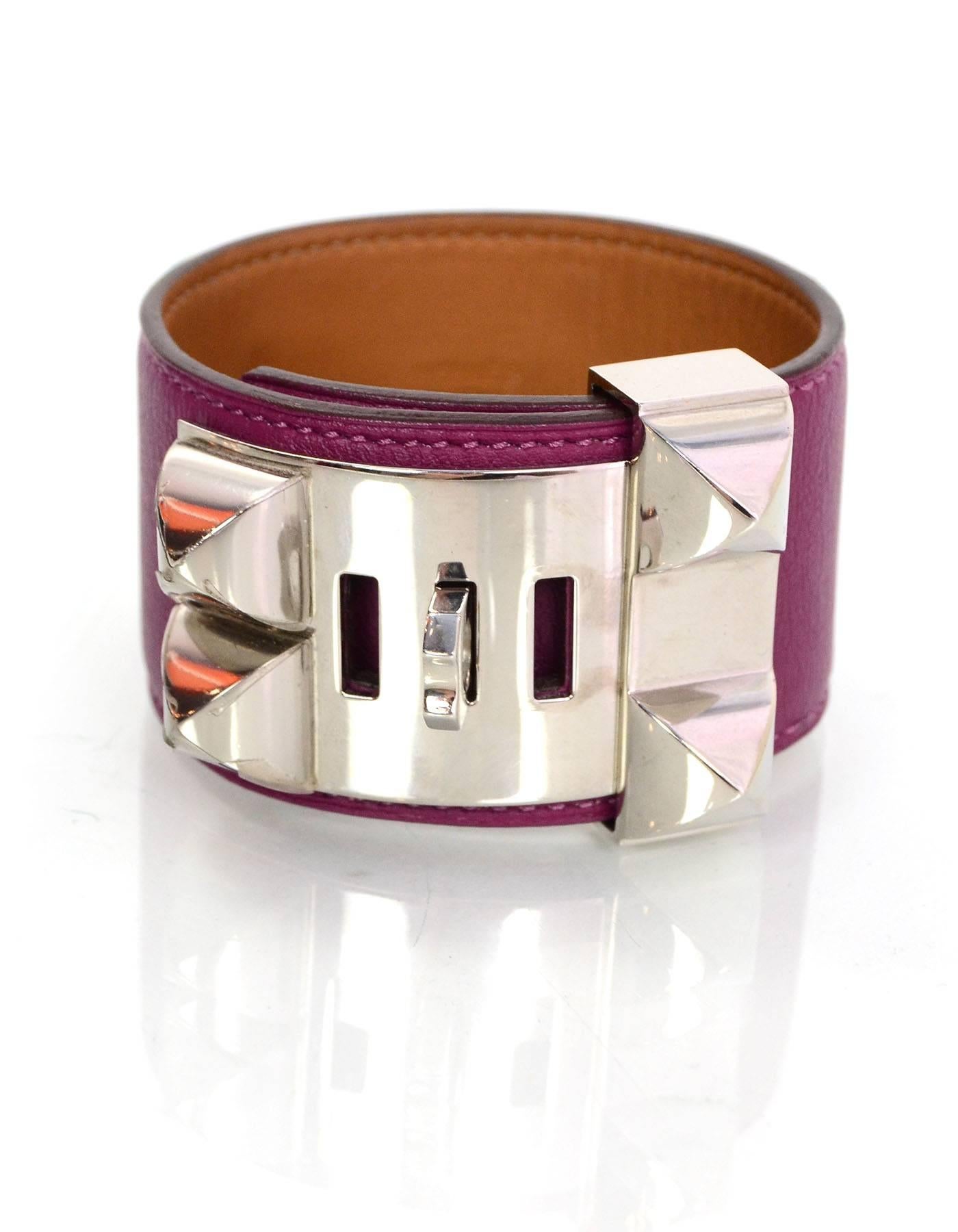 Women's Hermes Tosca Leather Collier de Chien CDC Cuff Bracelet Sz L