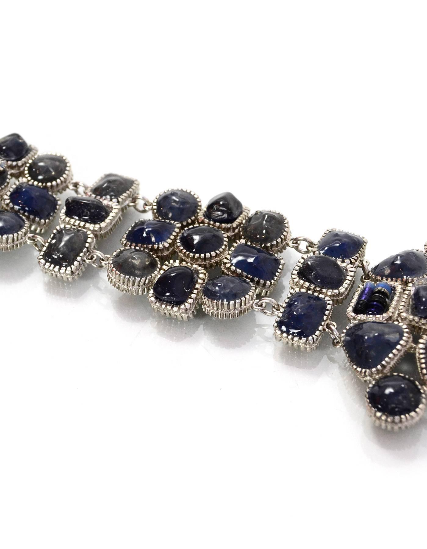 Women's Chanel 2014 Paris/Dallas Blue Stone Long Pendant Necklace