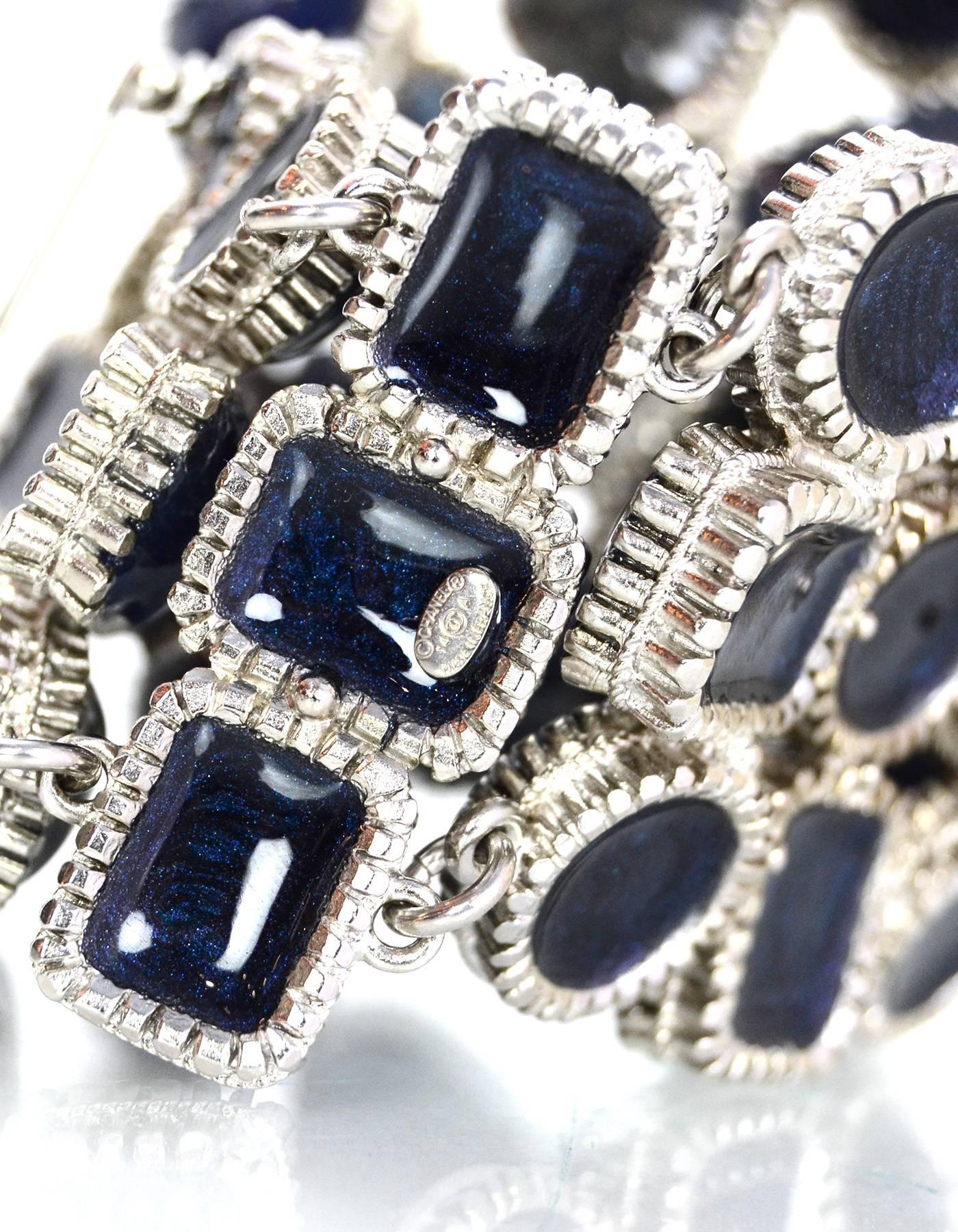 Chanel 2014 Paris/Dallas Blue Stone Long Pendant Necklace 1