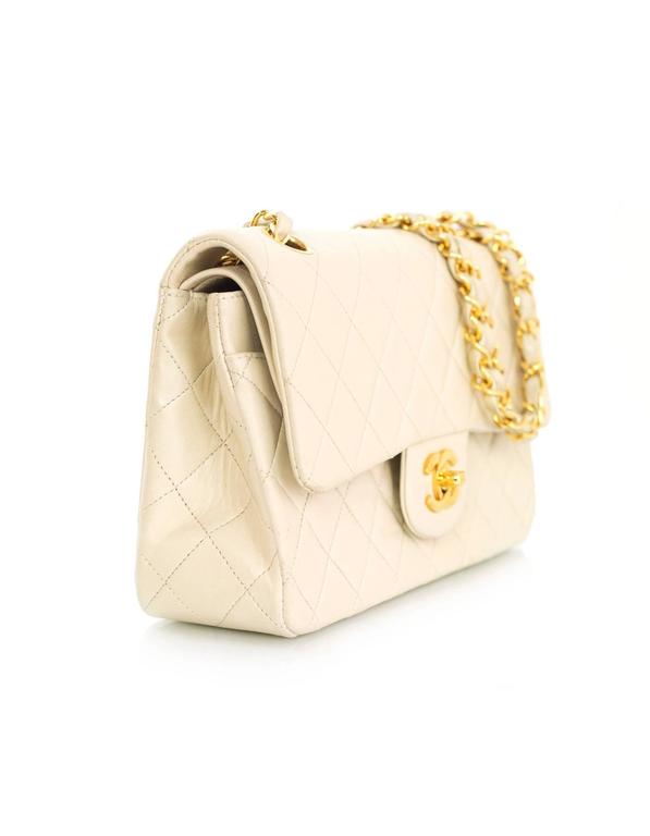 Chanel Vintage Cream Quilted Lambskin Small 9 Classic Double Flap