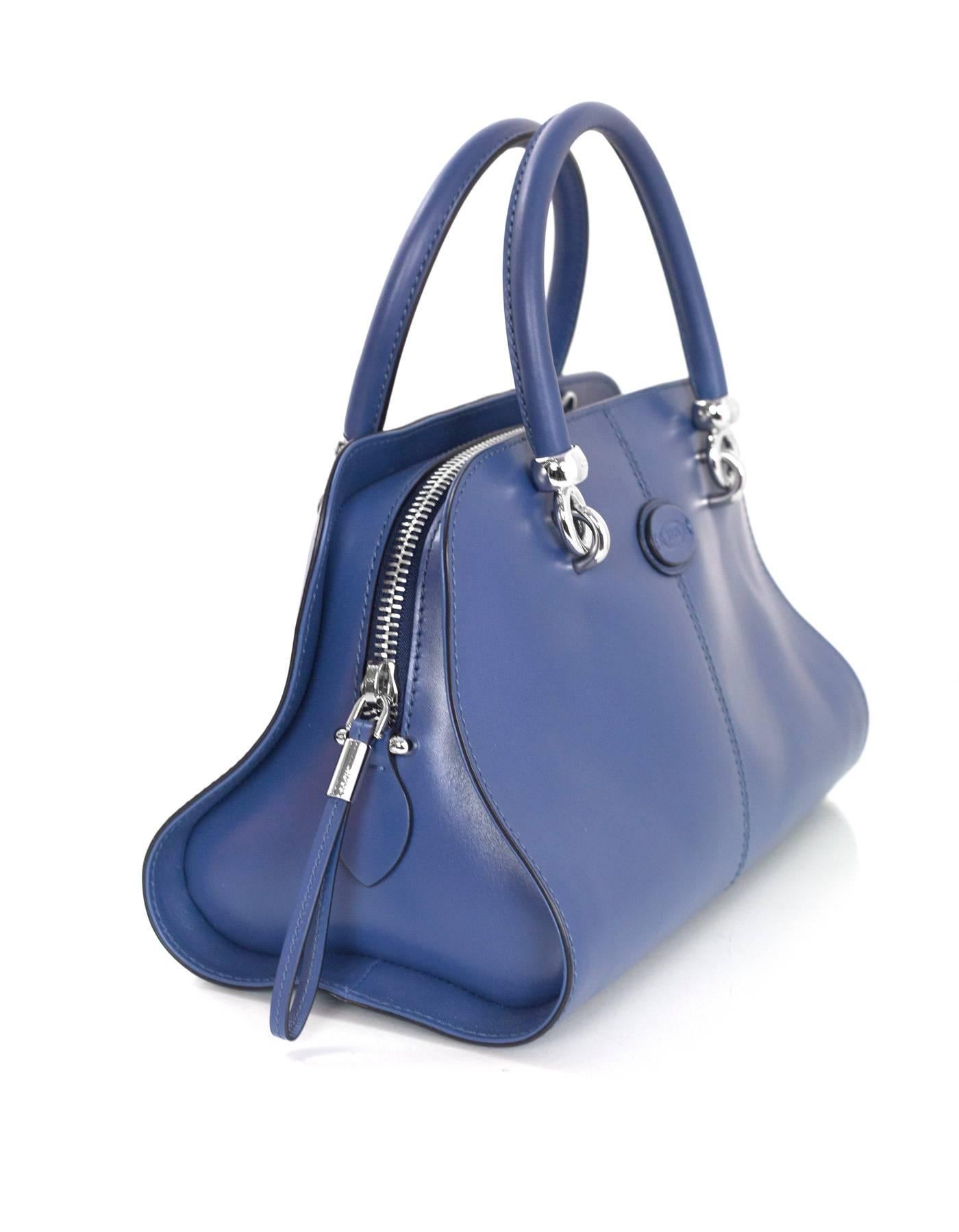 Tod's Blue Sella Bauletto Piccolo Satchel Bag w/ Strap rt. $1, 595 In Excellent Condition In New York, NY