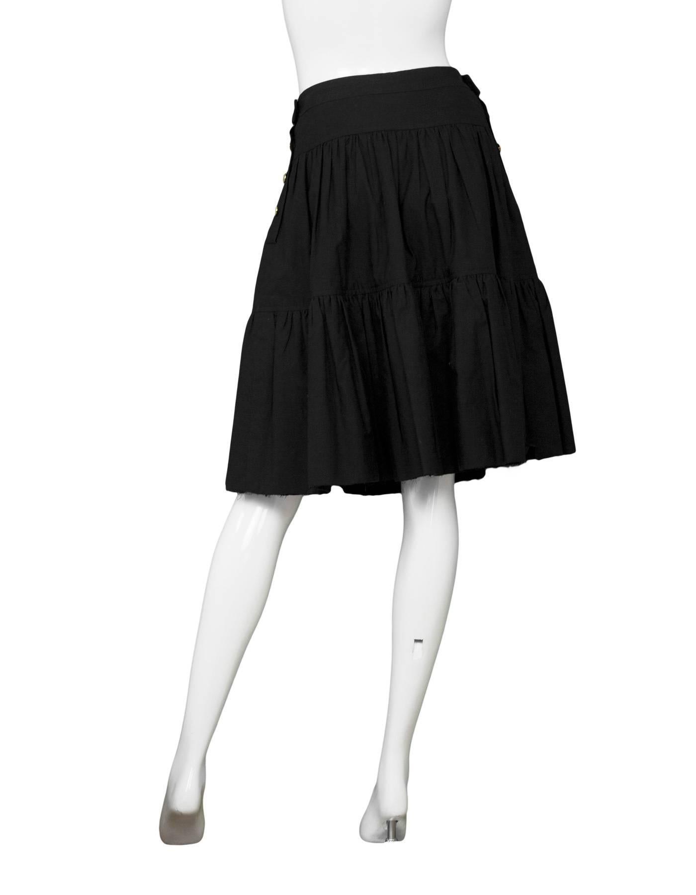 Chanel Black Cotton 2-Tier Skirt sz M 1