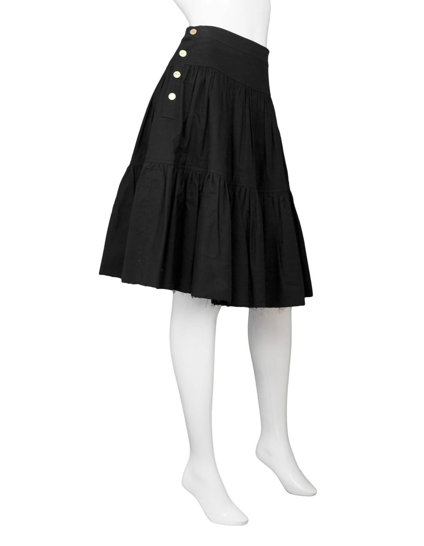 Women's Chanel Black Cotton 2-Tier Skirt sz M