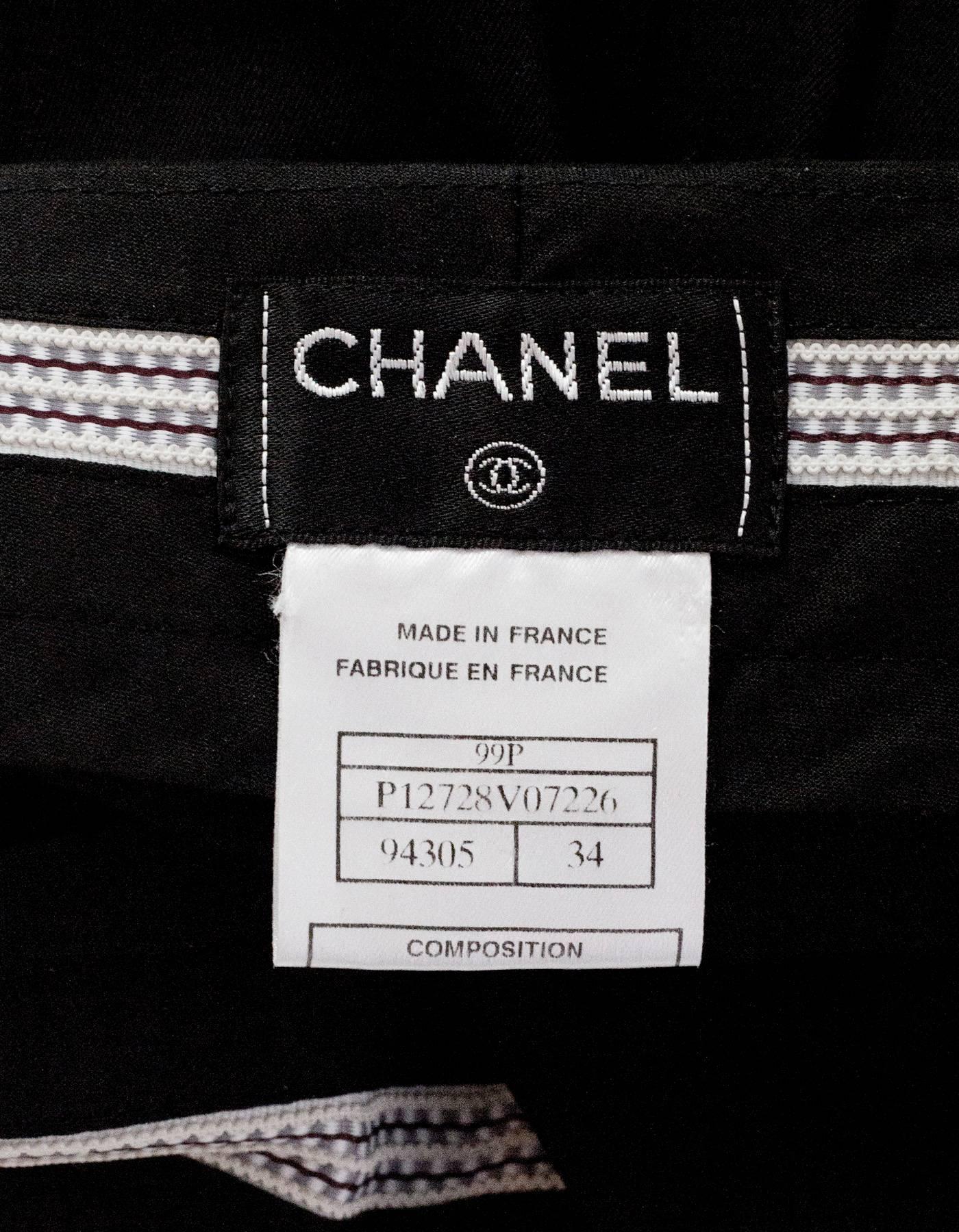 Women's Chanel Black Cotton High Waisted Pants sz FR34