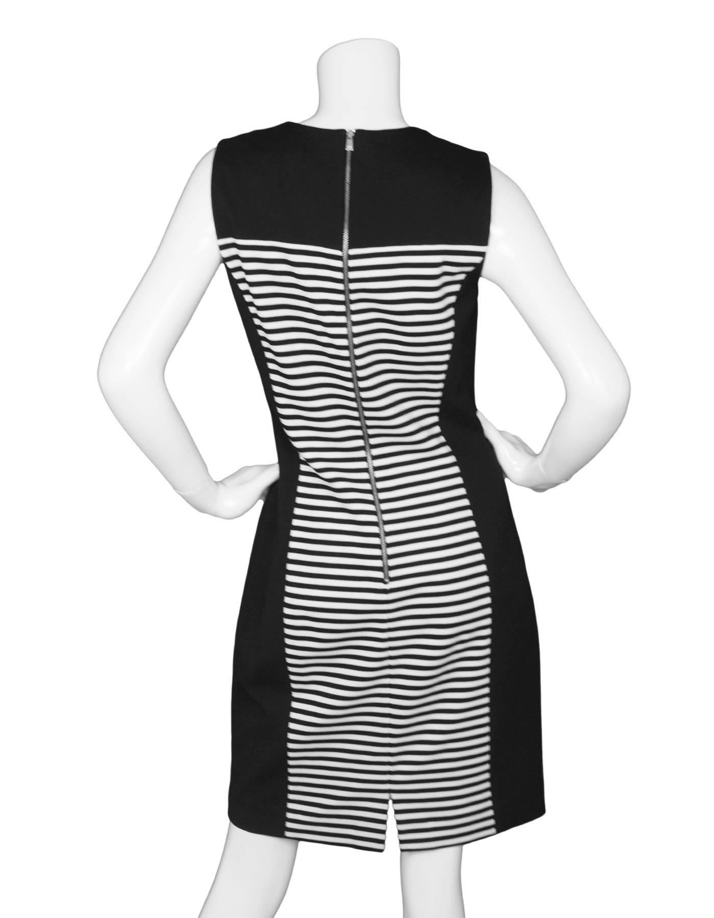 Gray Michael Kors Black & White Stripe Sheath Dress sz US10