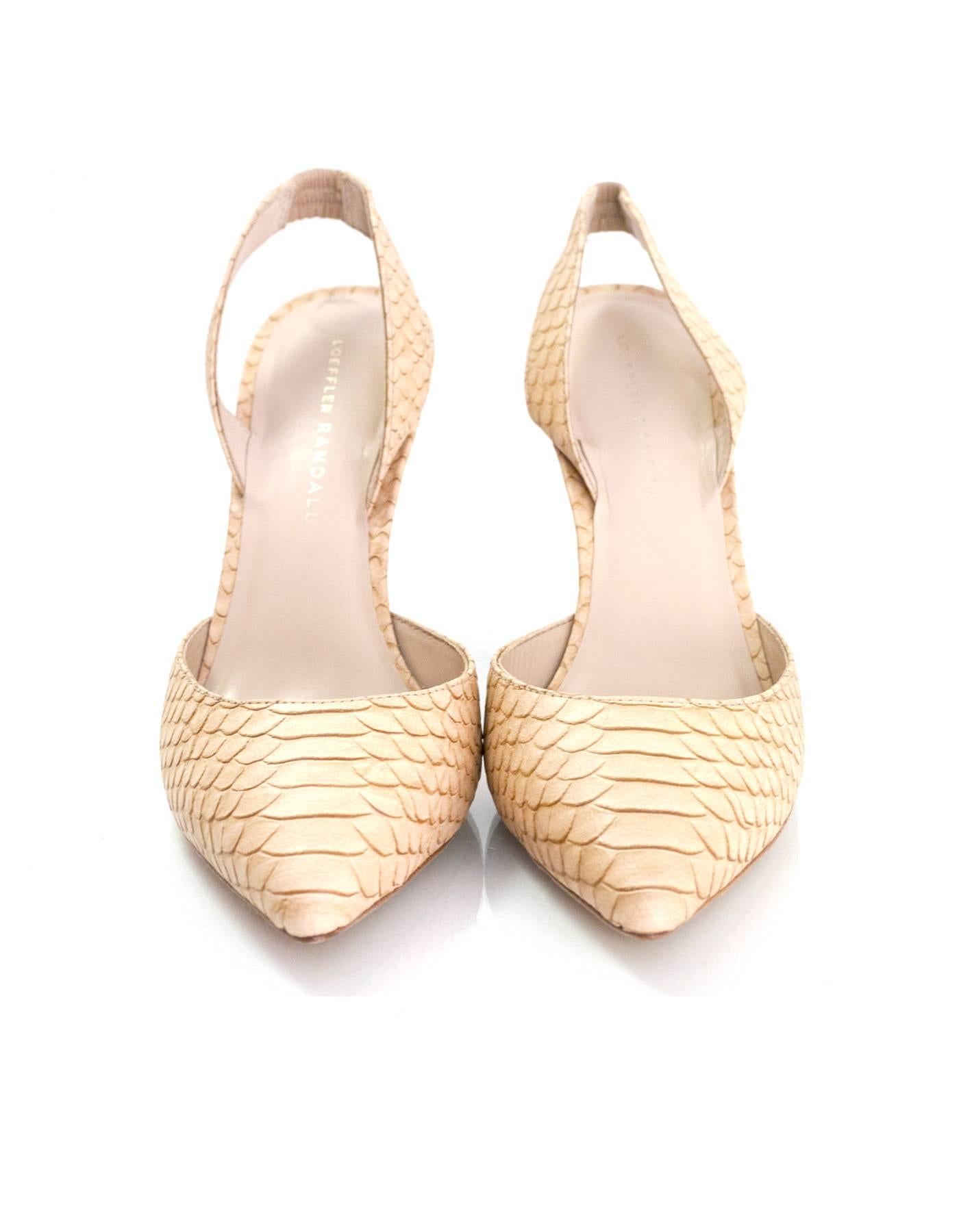 Loeffler Randall Nude Embossed Snakeskin Slingback Pumps Sz 9 In Excellent Condition In New York, NY