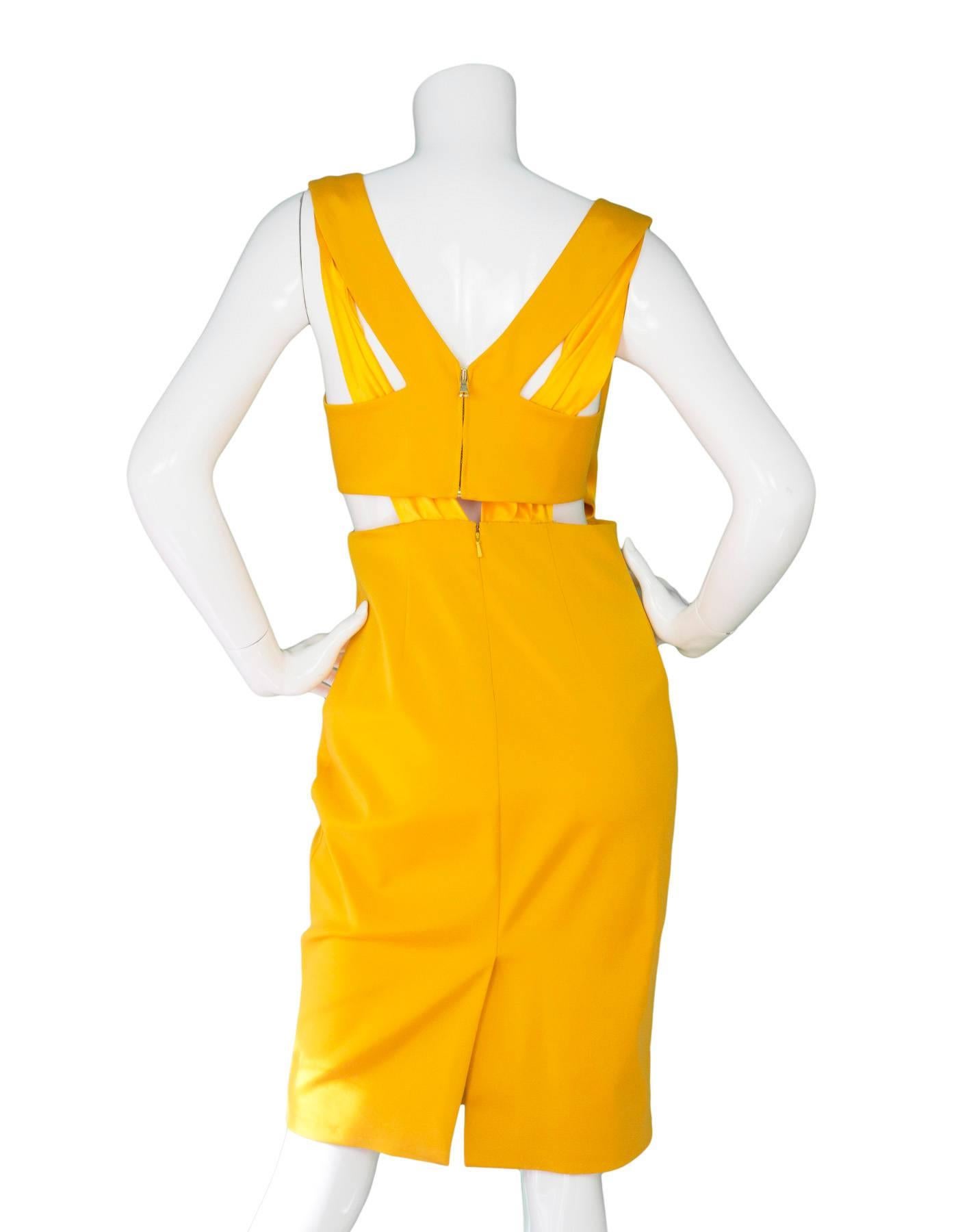Cushnie ed Ochs Yellow Cut-Out Dress Sz 6 In Excellent Condition In New York, NY