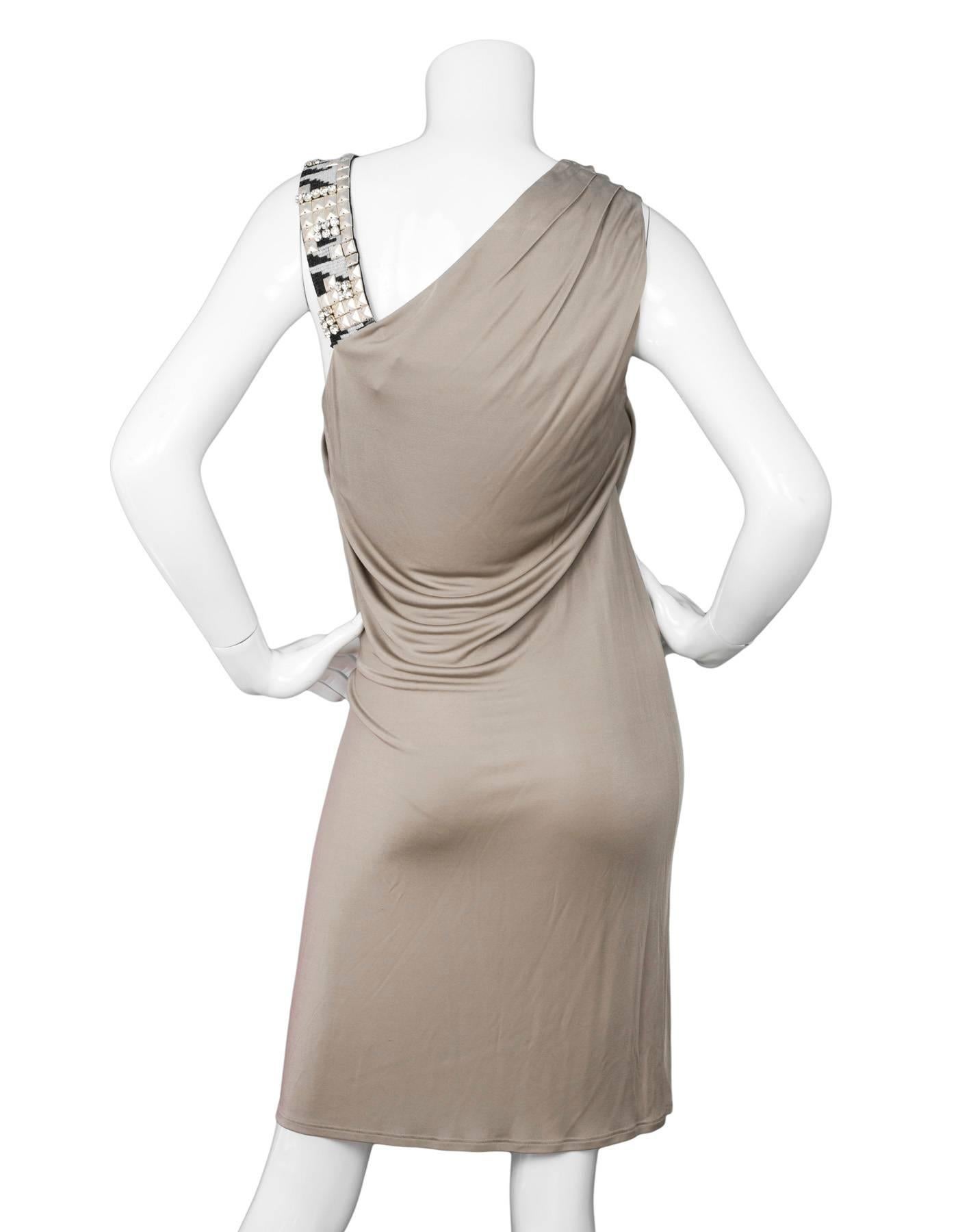 Gray Emilio Pucci Taupe One-Shoulder Dress
