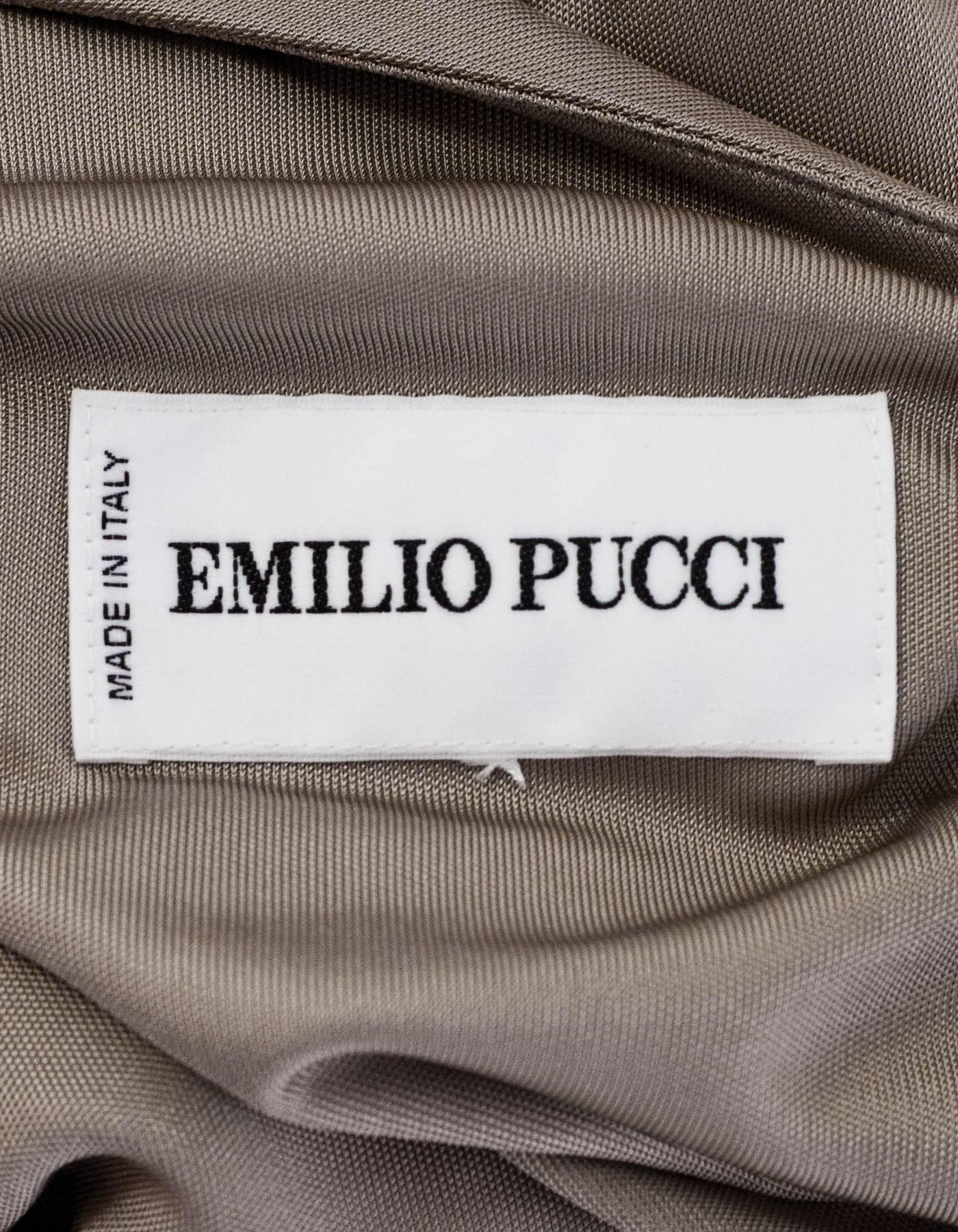 Emilio Pucci Taupe One-Shoulder Dress In Excellent Condition In New York, NY