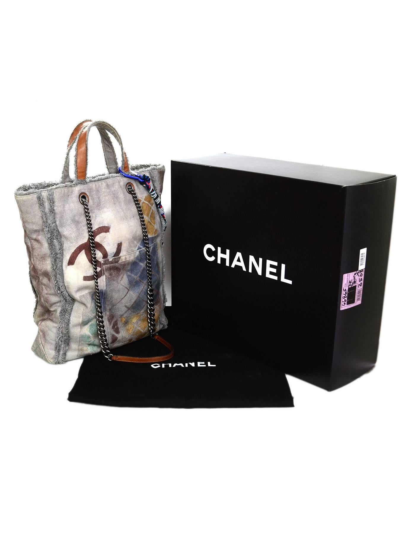 Chanel Collector's Sold Out Grey Canvas Printed Graffiti Tote Bag 1