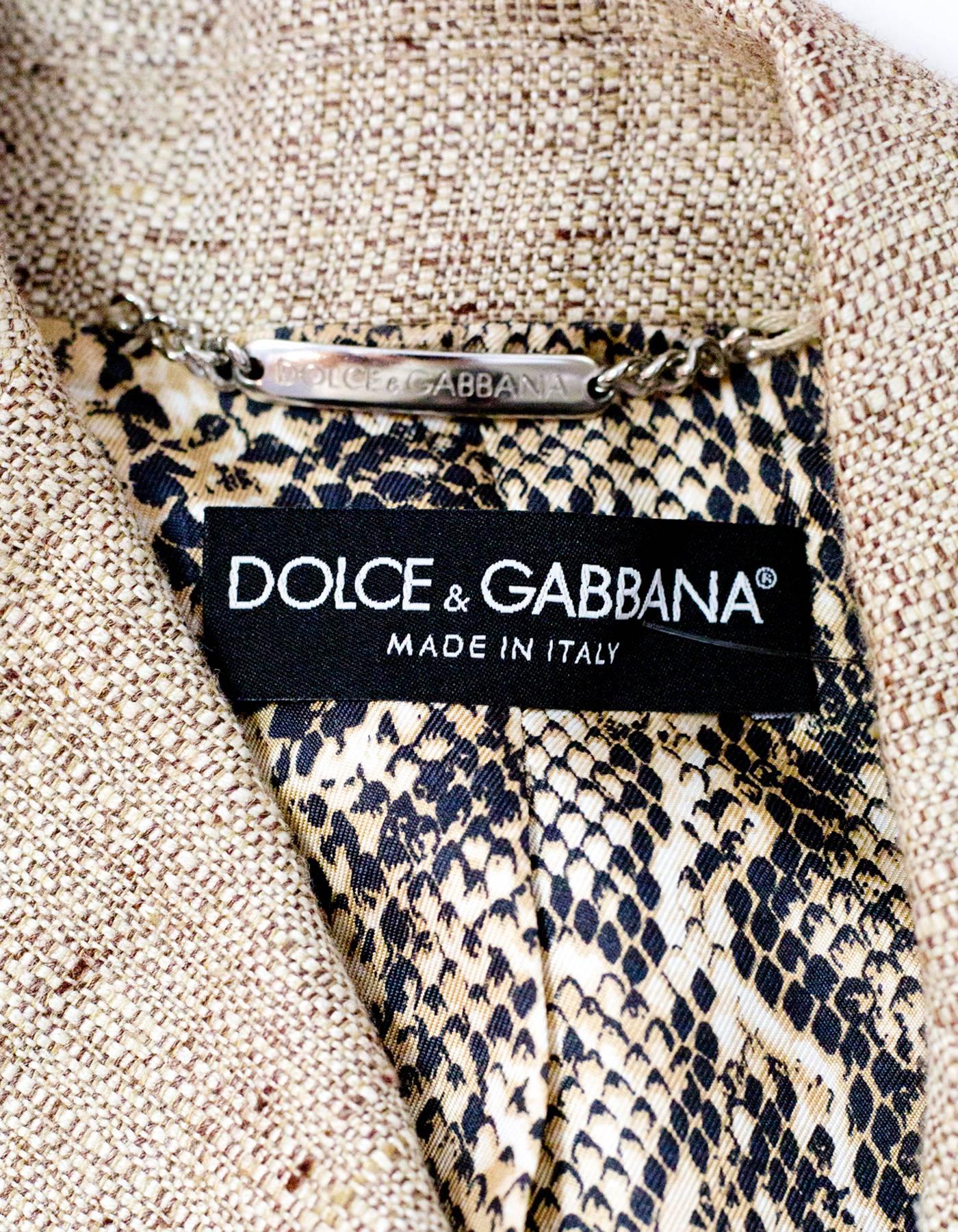 Women's Dolce & Gabbana Nude Linen Jacket sz IT40