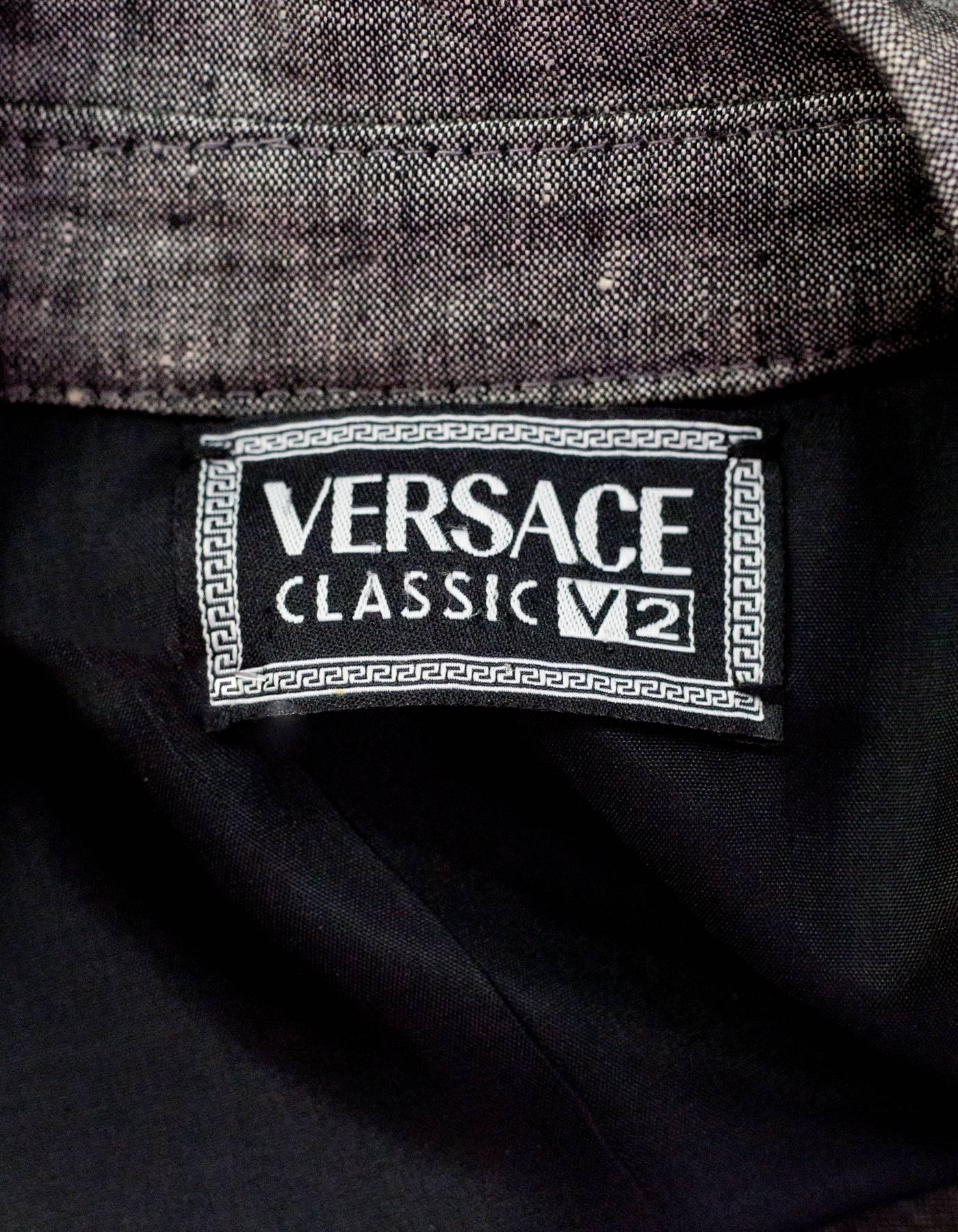 Gray Versace V2 Linen Short Sleeve Polo Dress 
