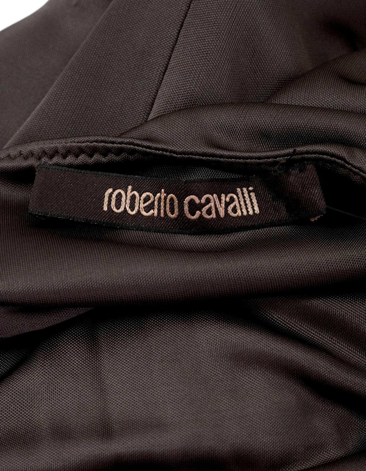 Women's Roberto Cavalli Bronze Ruched One Shoulder Dress 