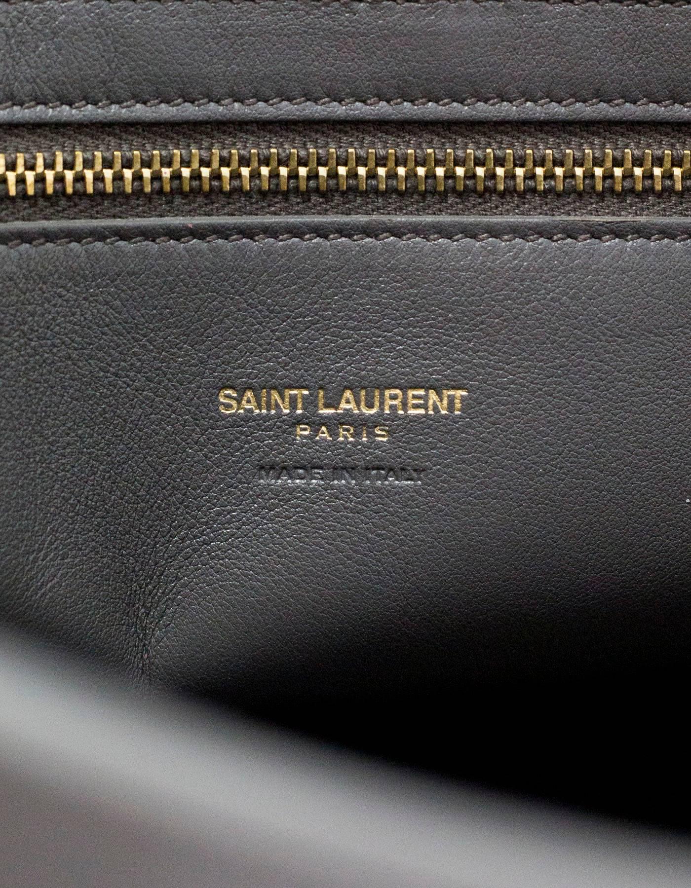 Saint Laurent Dark Anthracite Grey Medium Monogram Cabas Tote w/ Strap In Excellent Condition In New York, NY