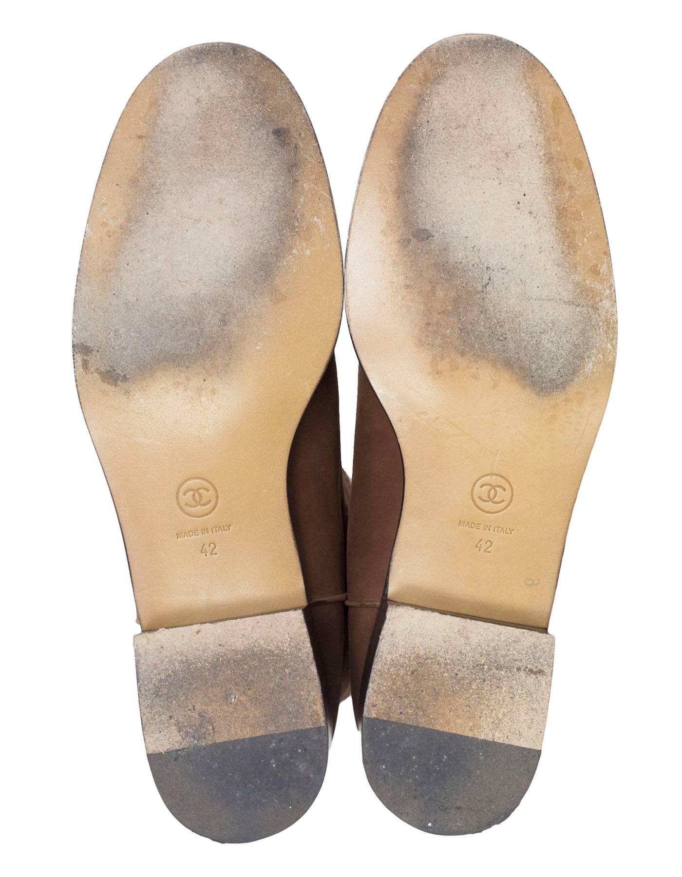 Chanel Tan Leather Short Ascot Boots sz 42 2