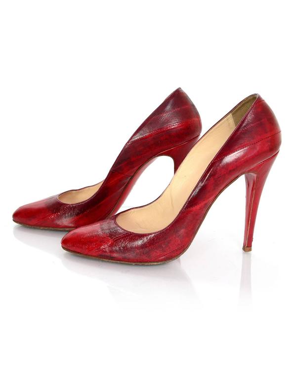 Christian Louboutin Red Eel Skin Pumps sz 40 For Sale at 1stDibs