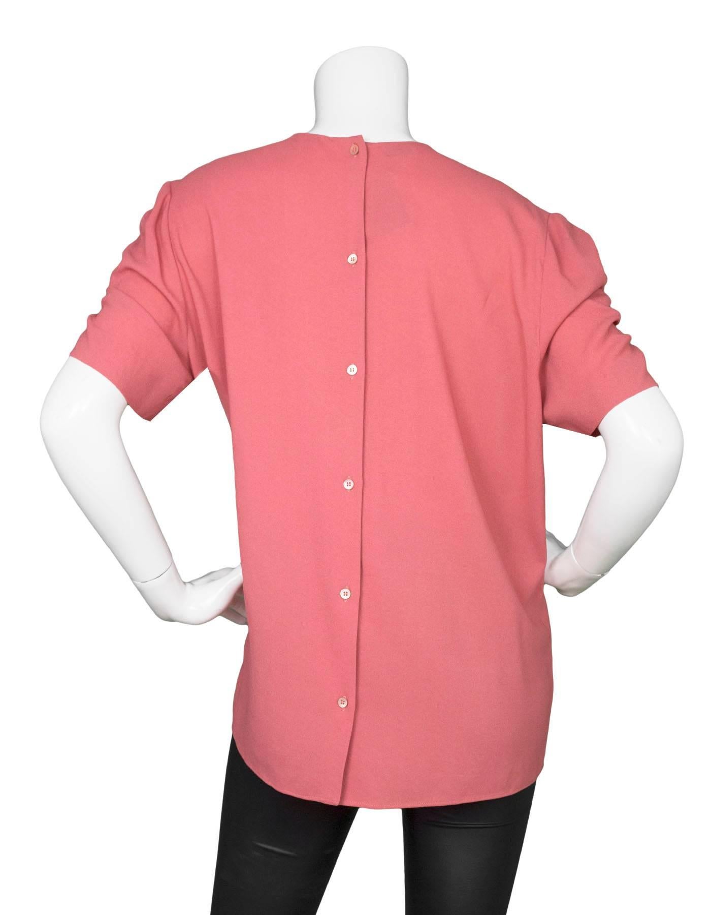 Pink Miu Miu Rose Silk Short Sleeve Top sz IT48