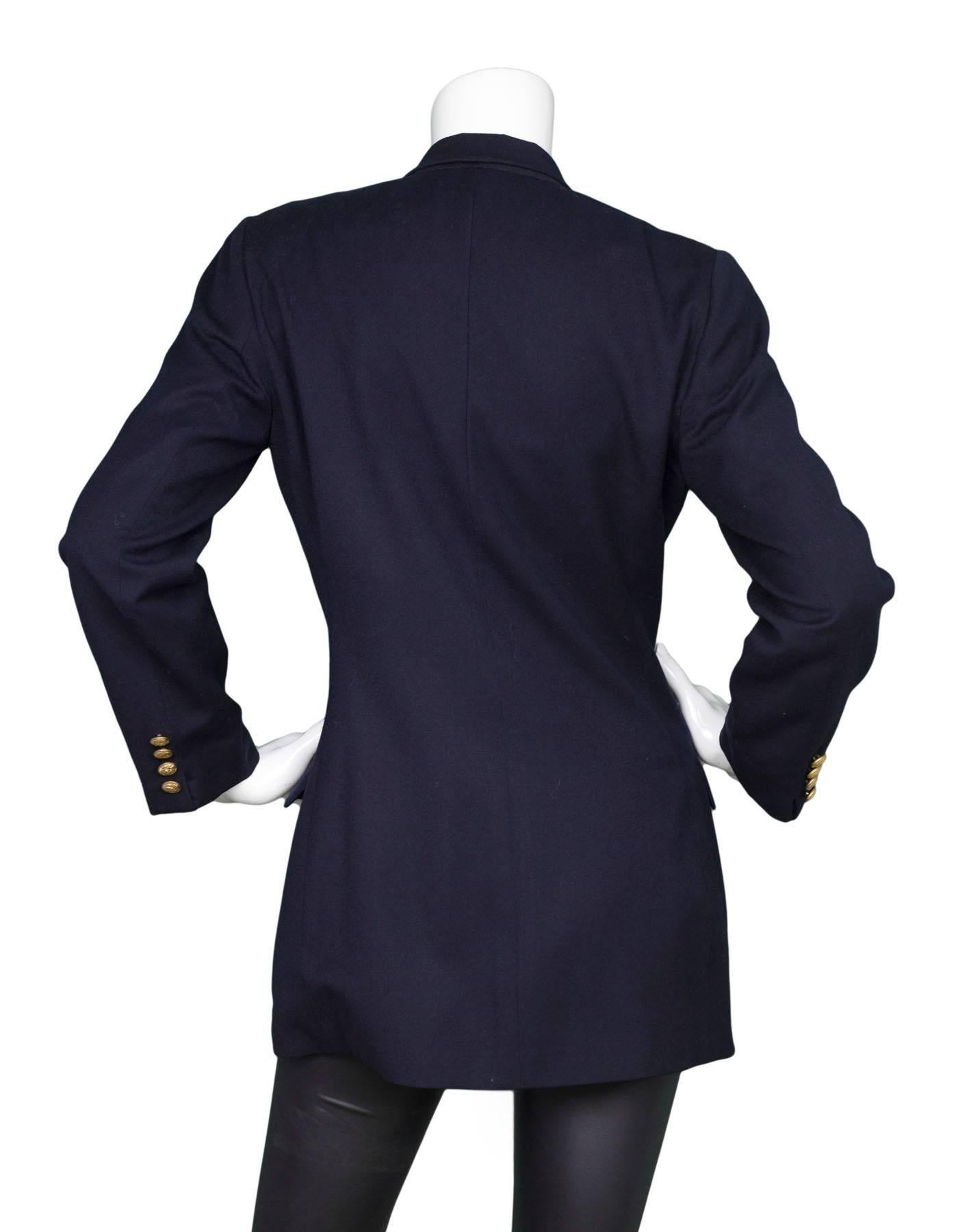 Black Ralph Lauren Navy Wool Double Breasted Jacket sz US4