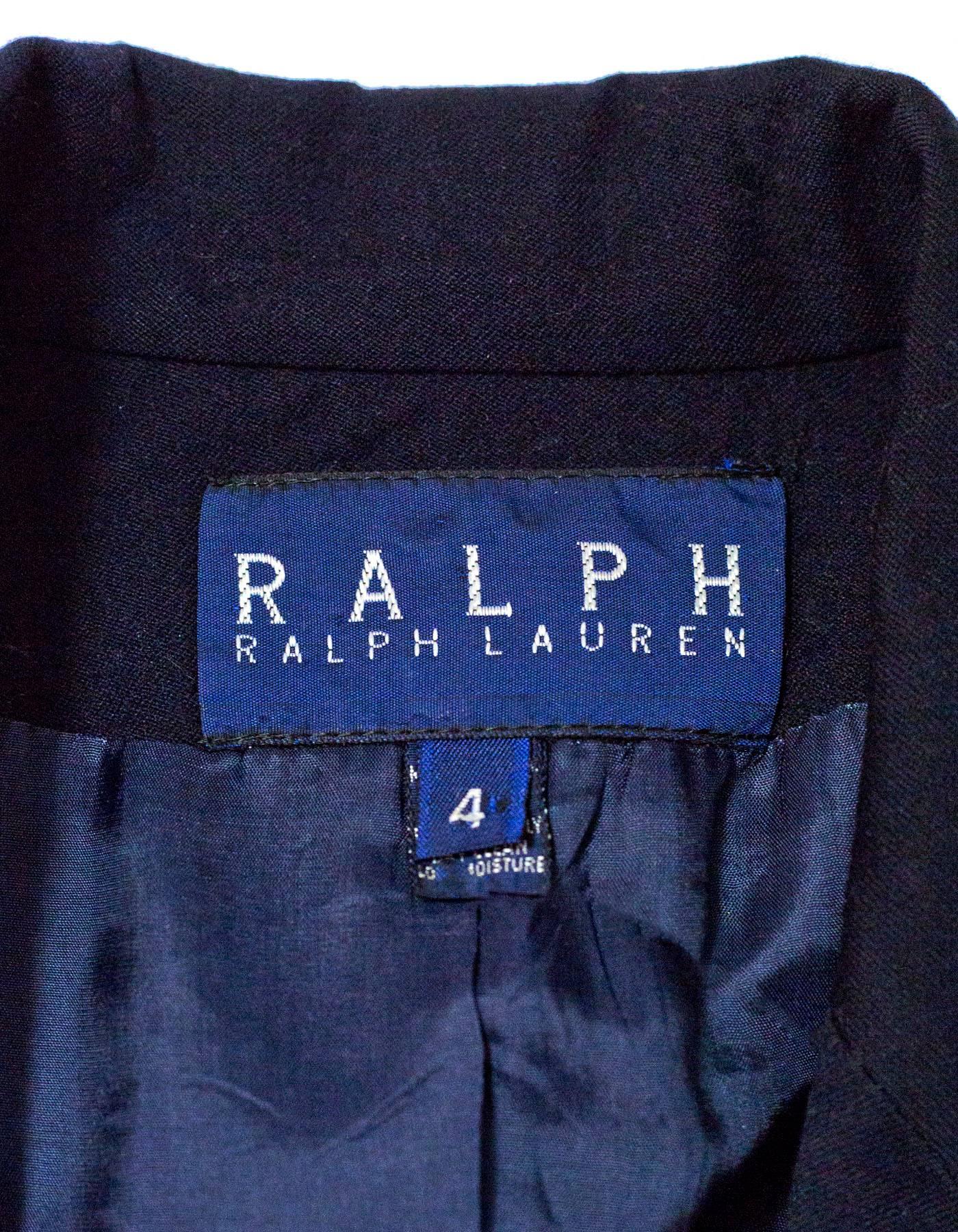Ralph Lauren Navy Wool Double Breasted Jacket sz US4 In Excellent Condition In New York, NY